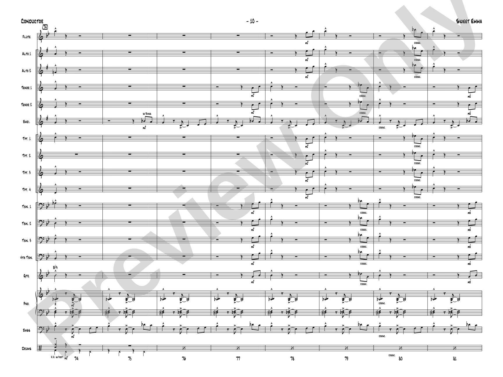 Sweet Emma: Jazz Ensemble Conductor Score & Parts