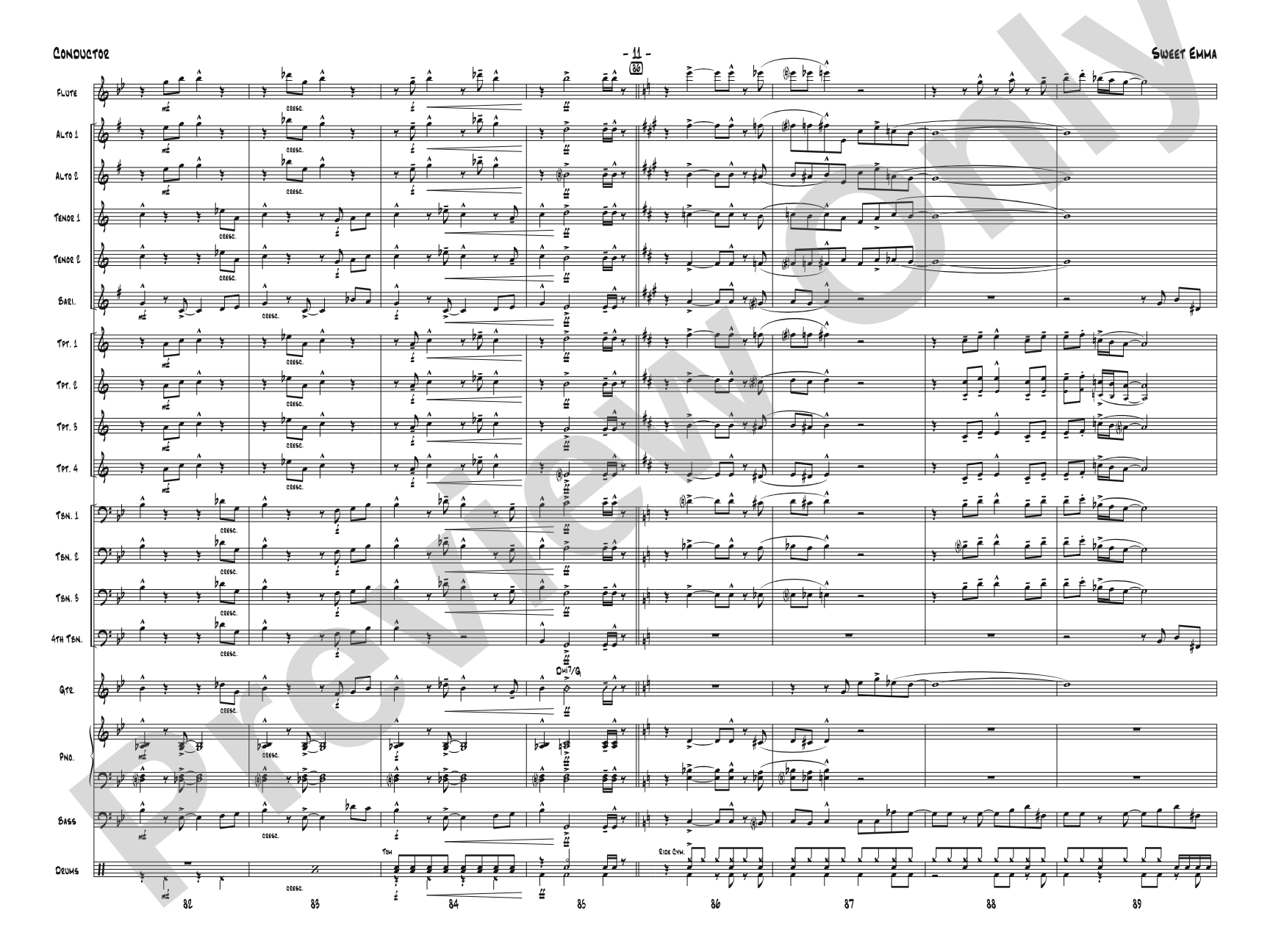 Sweet Emma: Jazz Ensemble Conductor Score & Parts