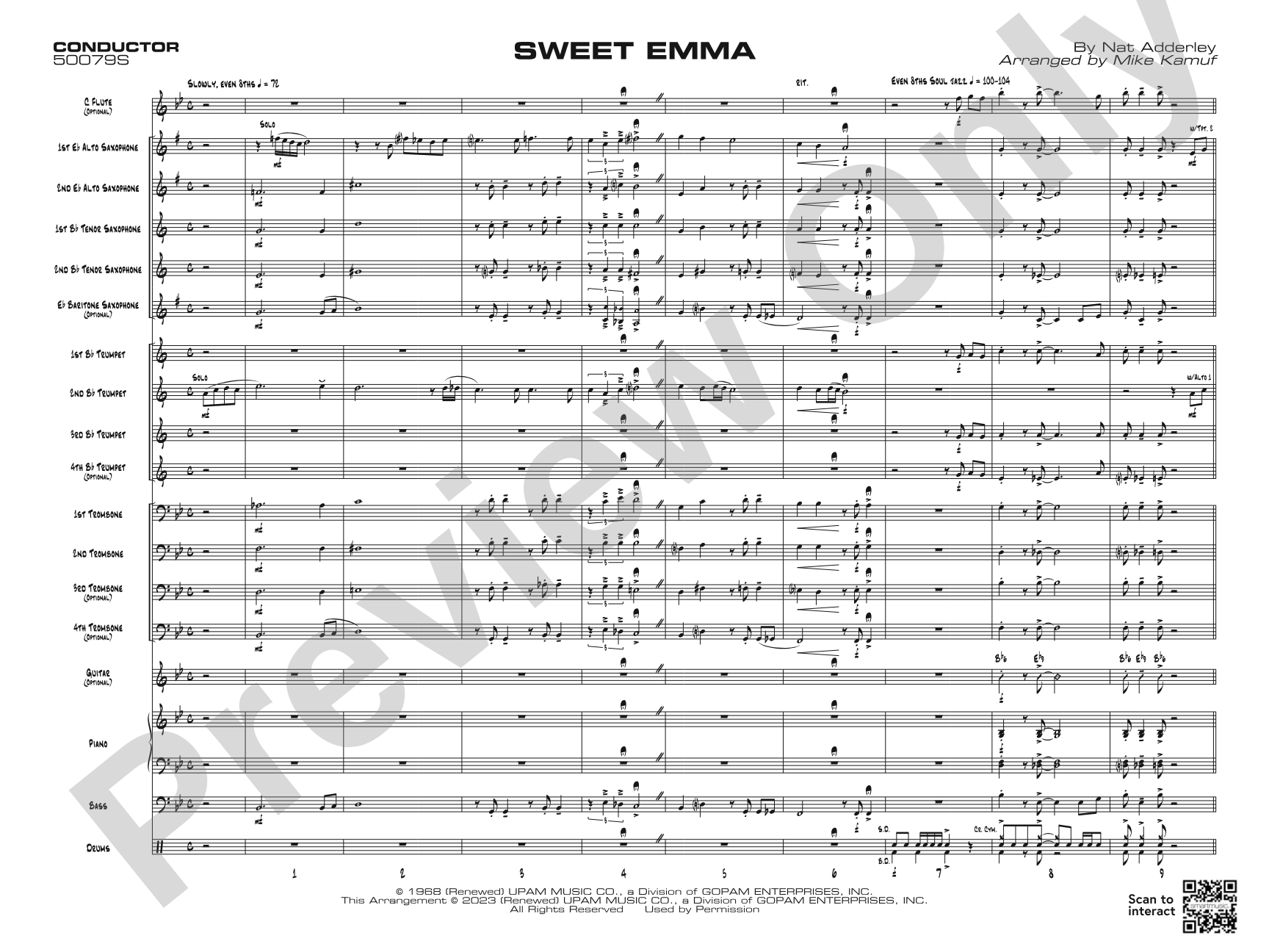 Sweet Emma: Jazz Ensemble Conductor Score & Parts
