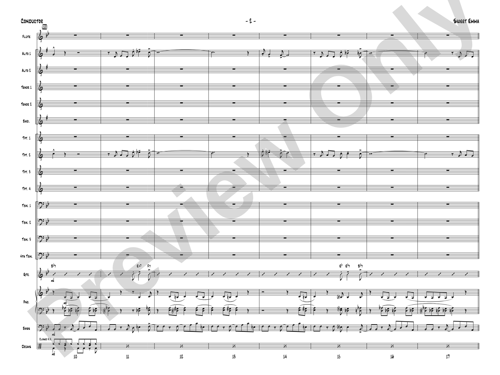 Sweet Emma: Jazz Ensemble Conductor Score & Parts