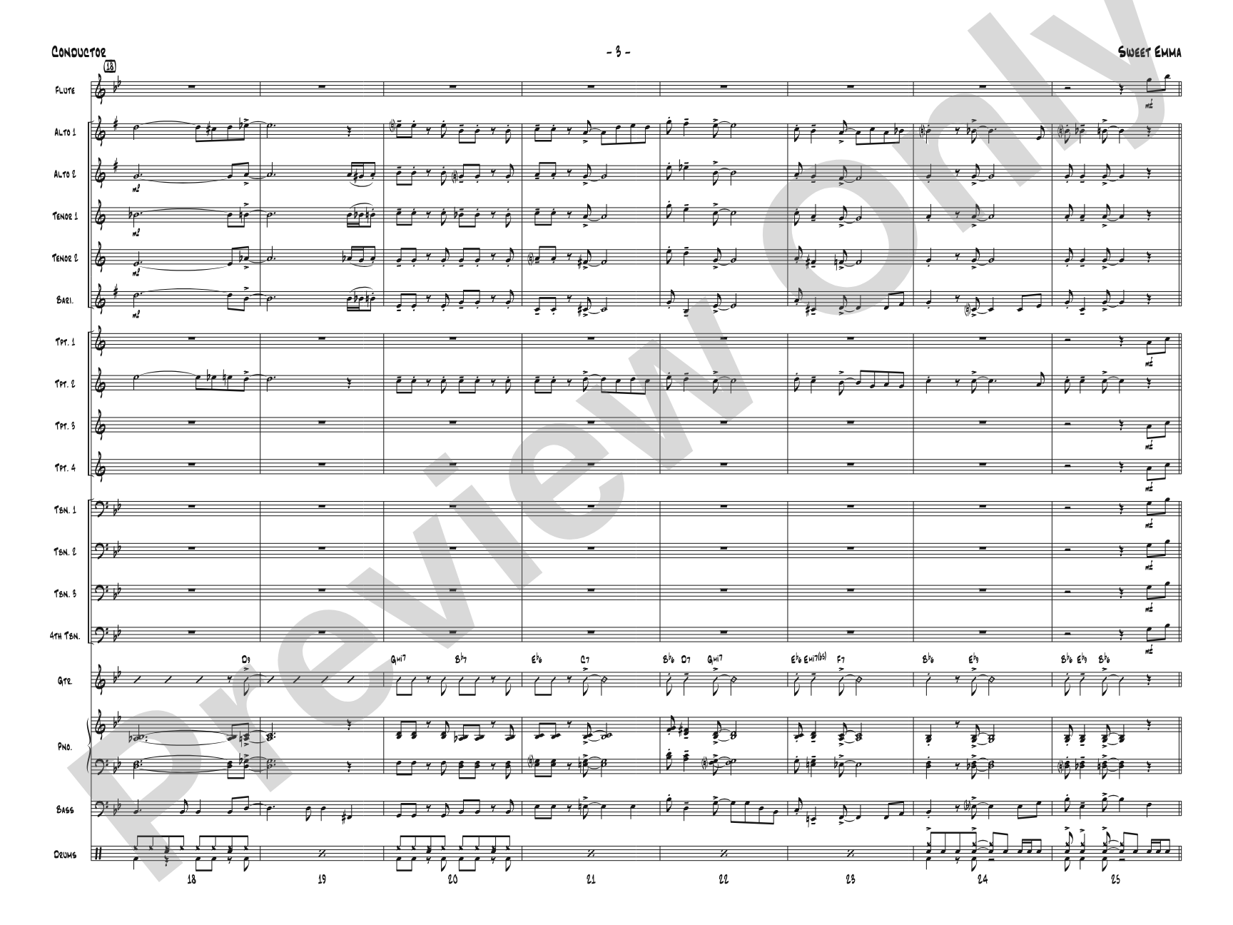 Sweet Emma: Jazz Ensemble Conductor Score & Parts