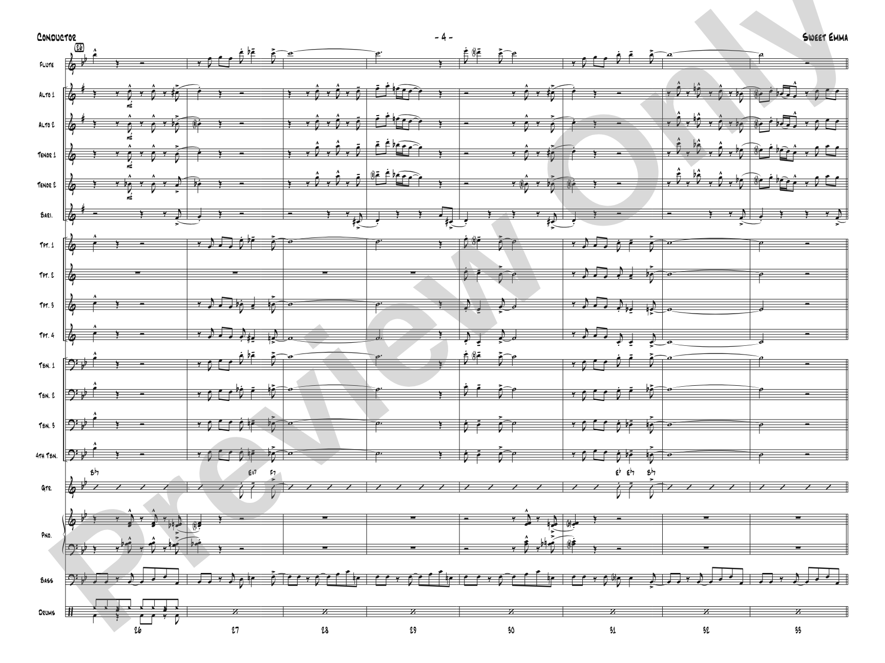 Sweet Emma: Jazz Ensemble Conductor Score & Parts