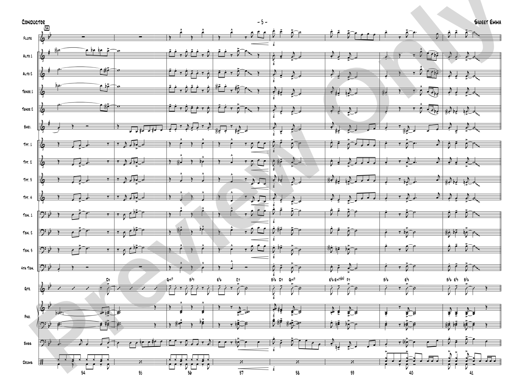Sweet Emma: Jazz Ensemble Conductor Score & Parts