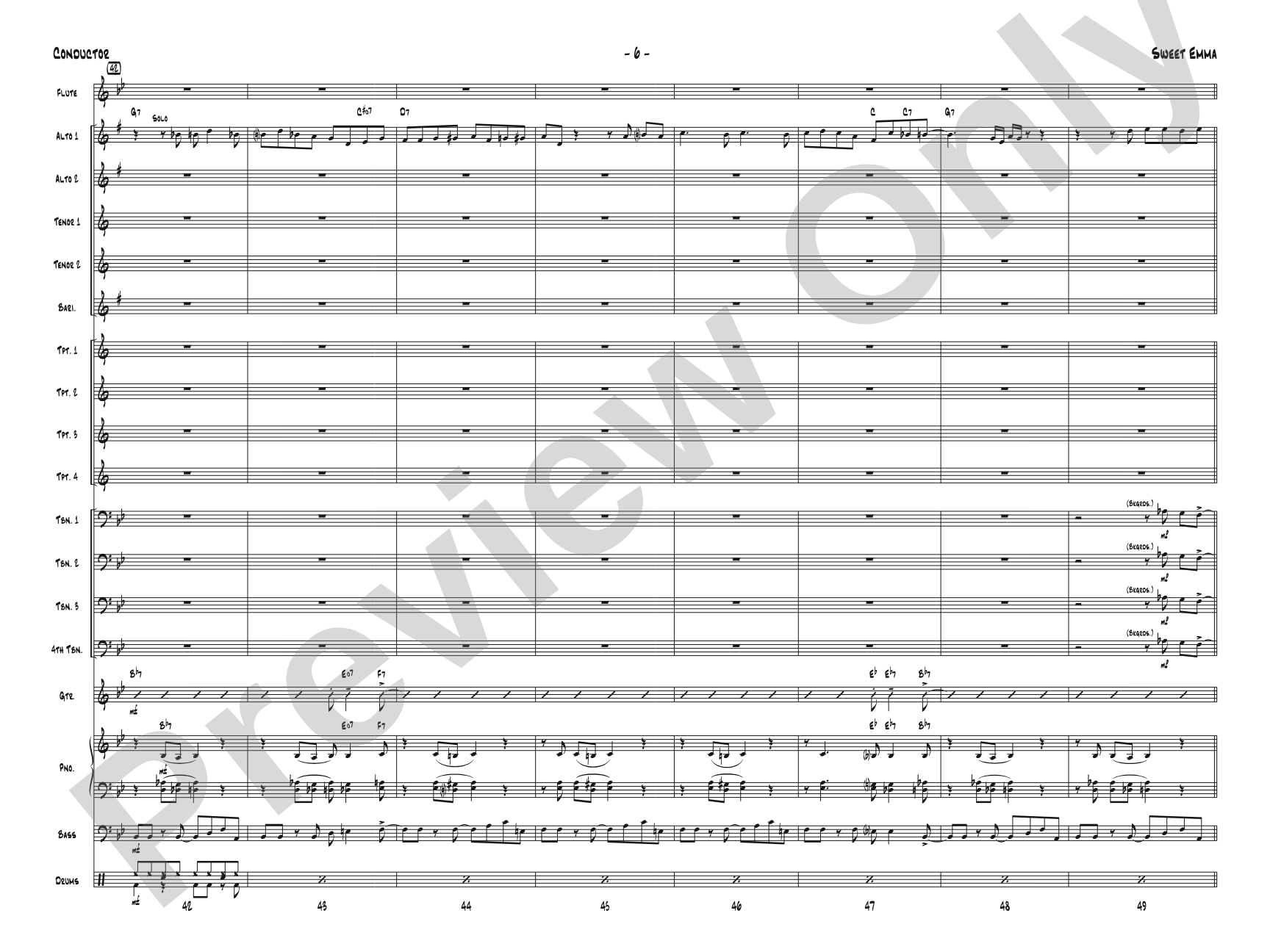 Sweet Emma: Jazz Ensemble Conductor Score & Parts