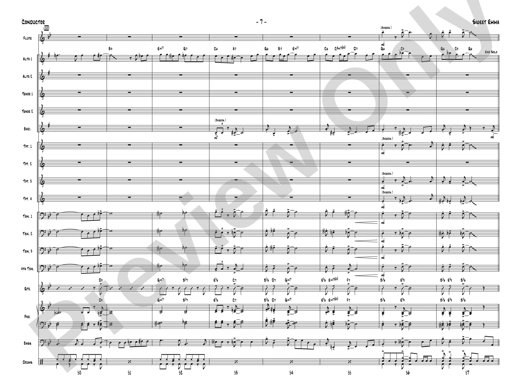 Sweet Emma: Jazz Ensemble Conductor Score & Parts