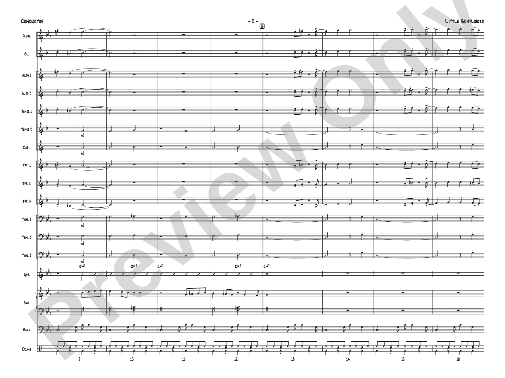 Little Sunflower: Jazz Ensemble Conductor Score & Parts