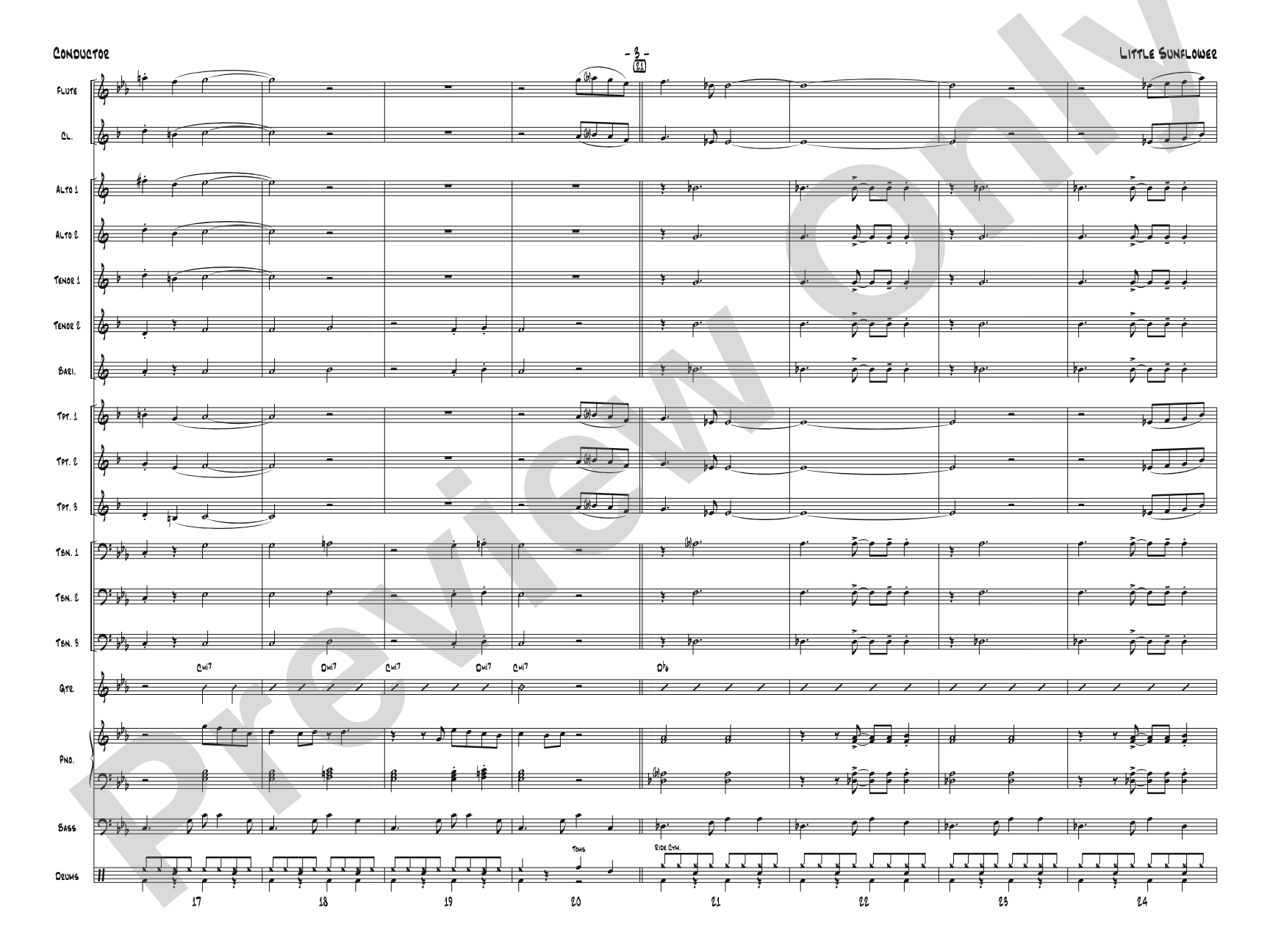 Little Sunflower: Jazz Ensemble Conductor Score & Parts