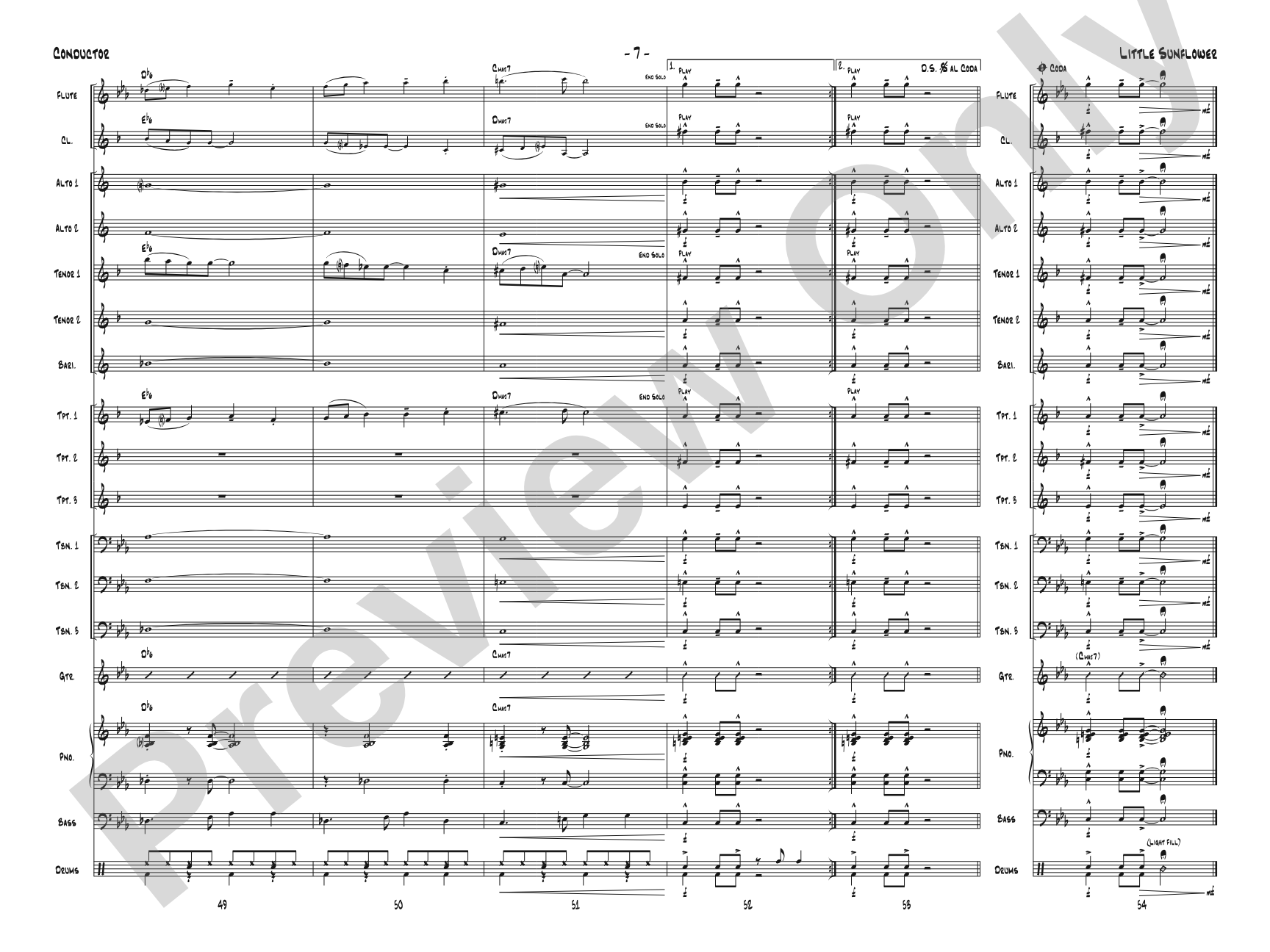 Little Sunflower: Jazz Ensemble Conductor Score & Parts