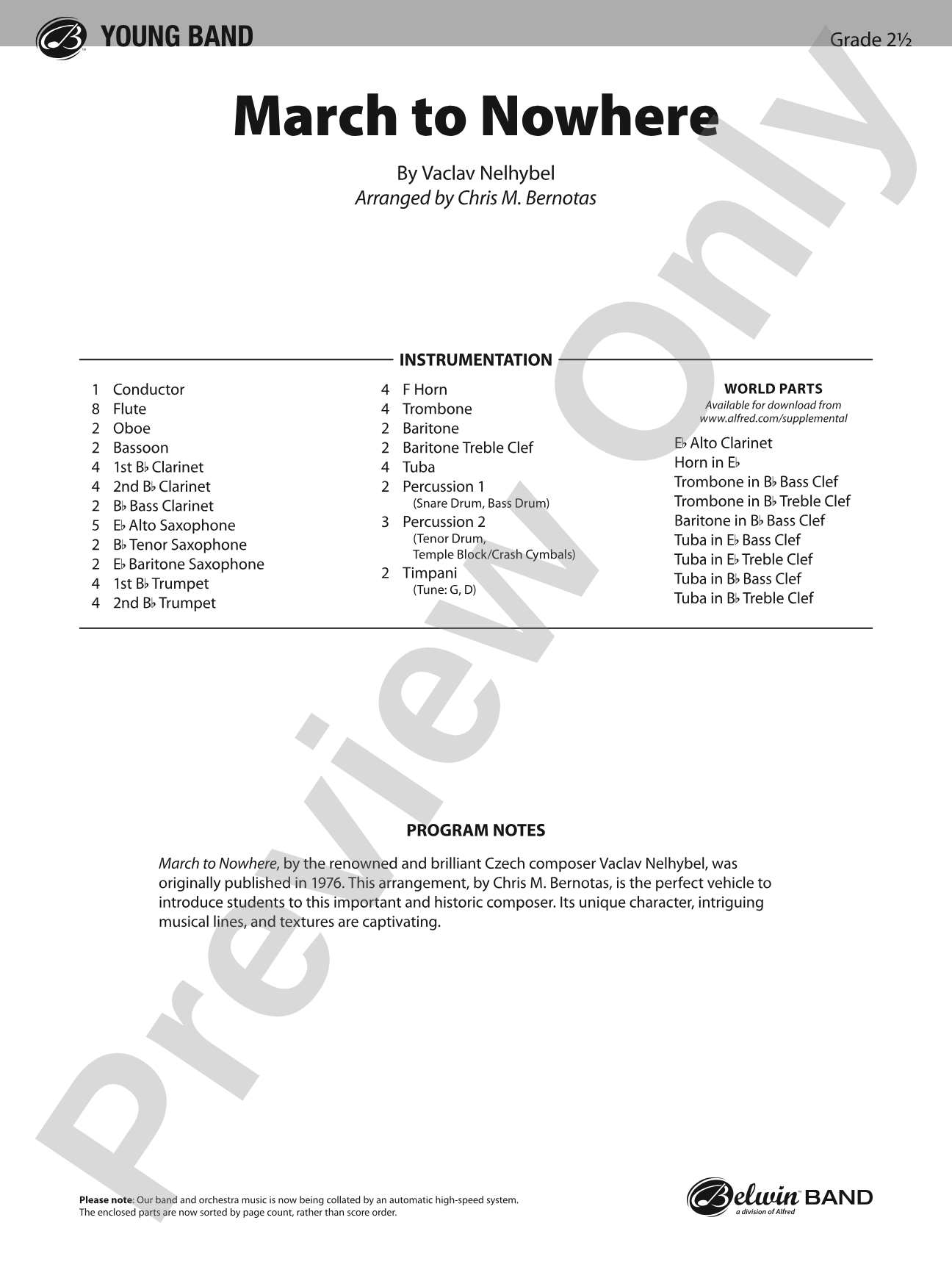 March to Nowhere: Concert Band Conductor Score & Parts