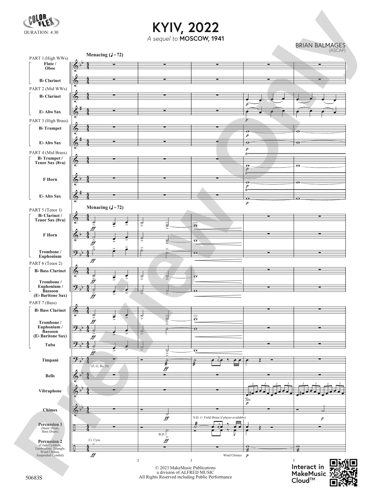 Kyiv, 2022: Concert Band Conductor Score & Parts - ColorFlex version