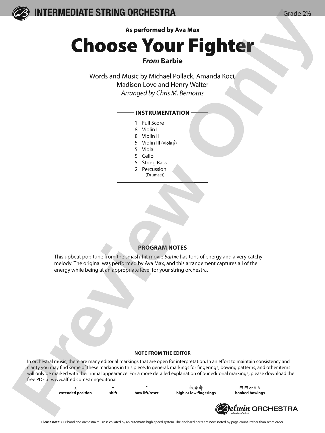 Choose Your Fighter: String Orchestra Conductor Score & Parts