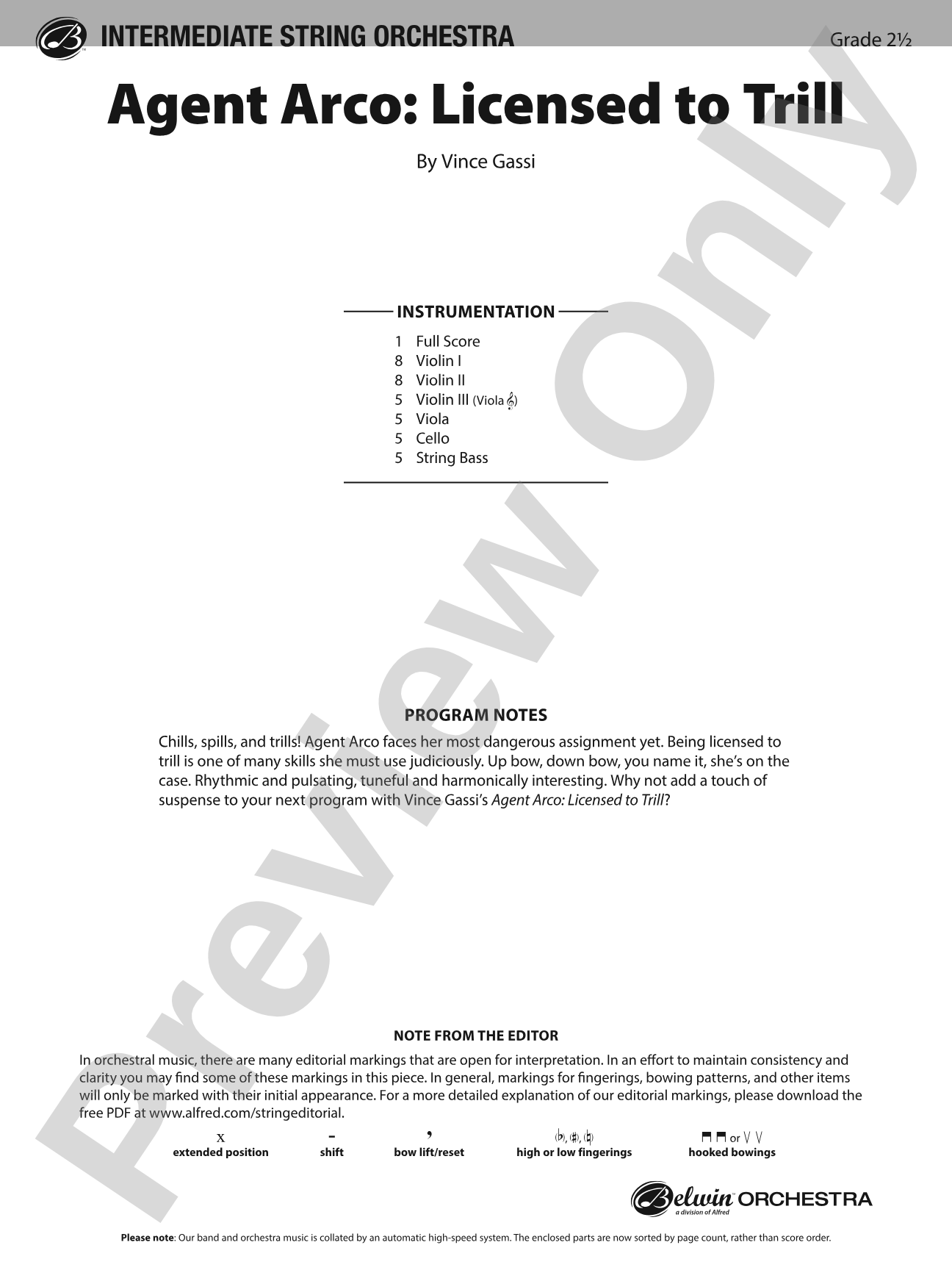 Agent Arco: Licensed to Trill: String Orchestra Conductor Score & Parts