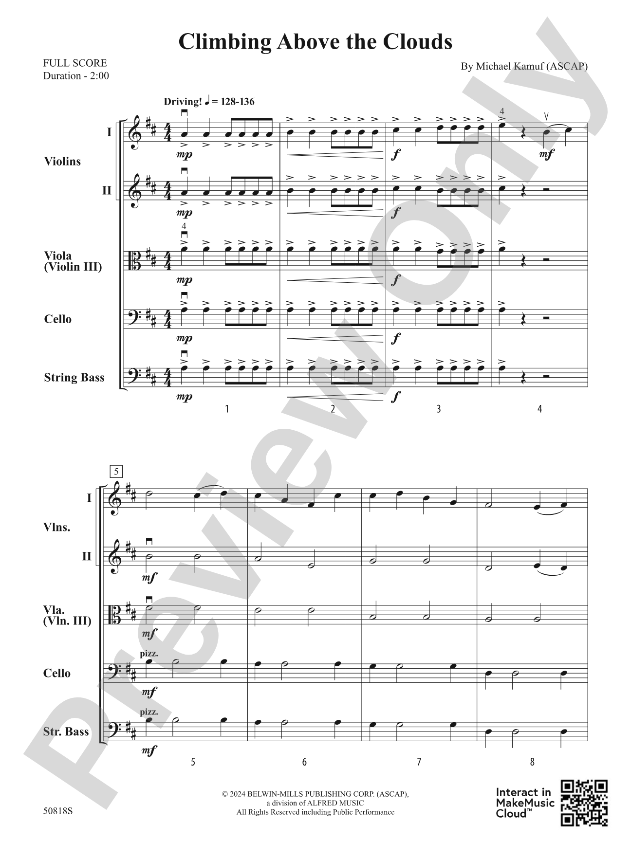 Climbing Above the Clouds: String Orchestra Conductor Score & Parts