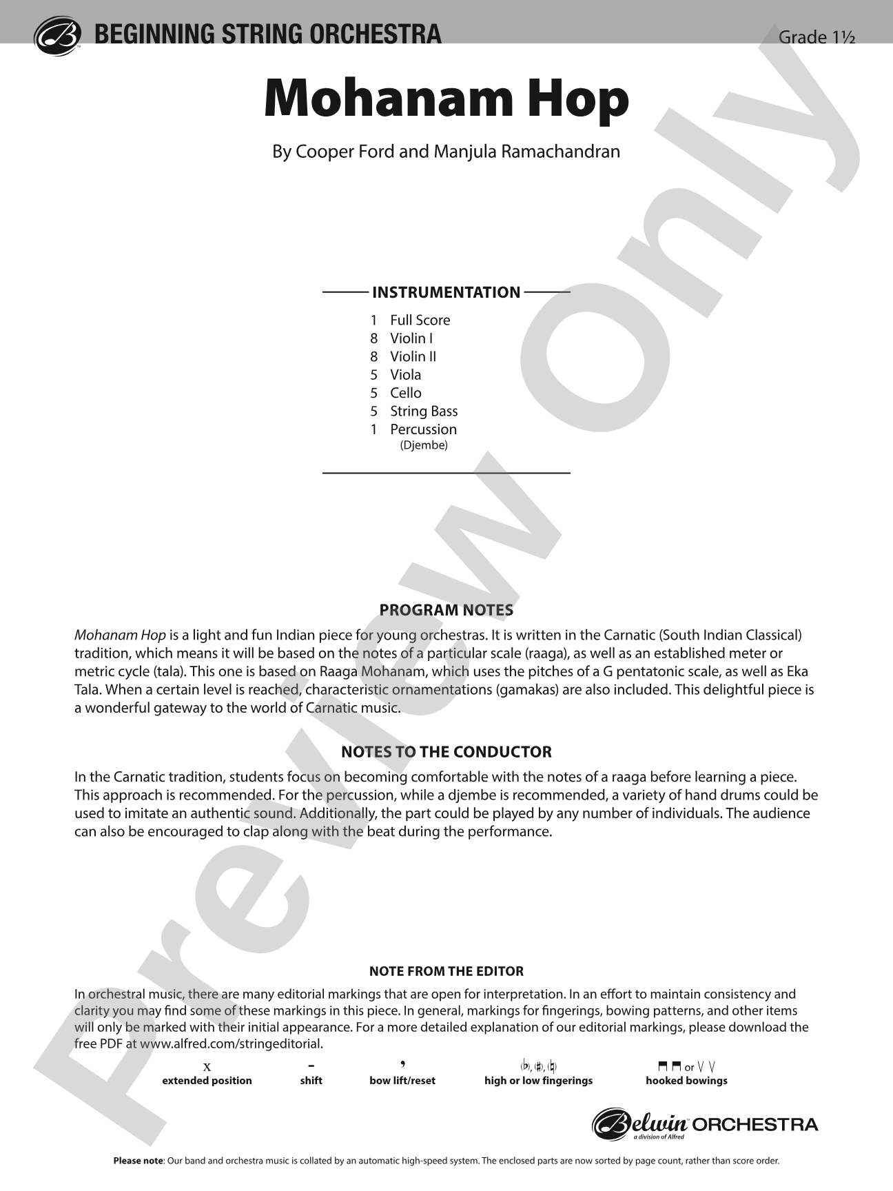 Mohanam Hop: String Orchestra Conductor Score & Parts