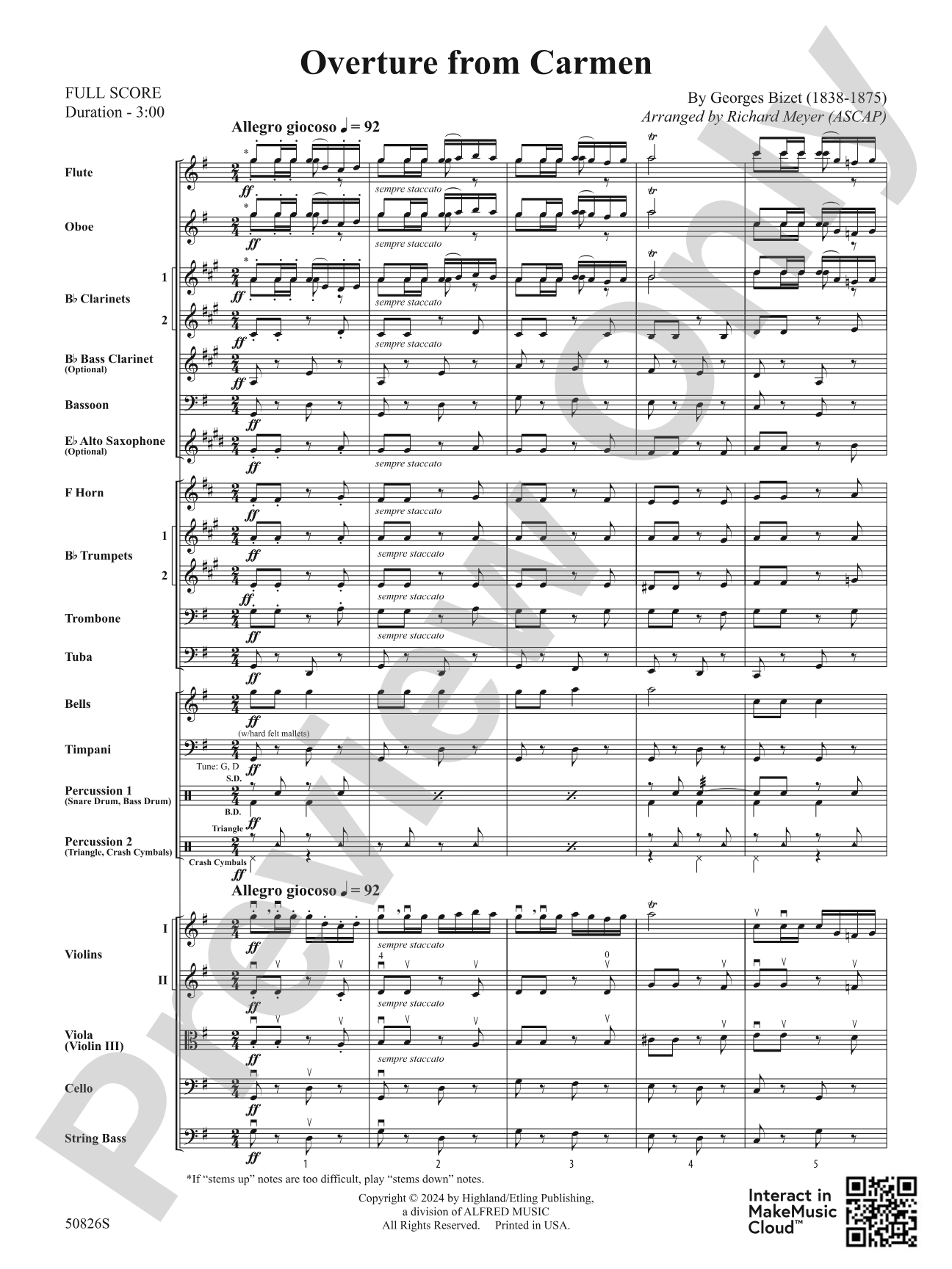 Overture from Carmen: Score