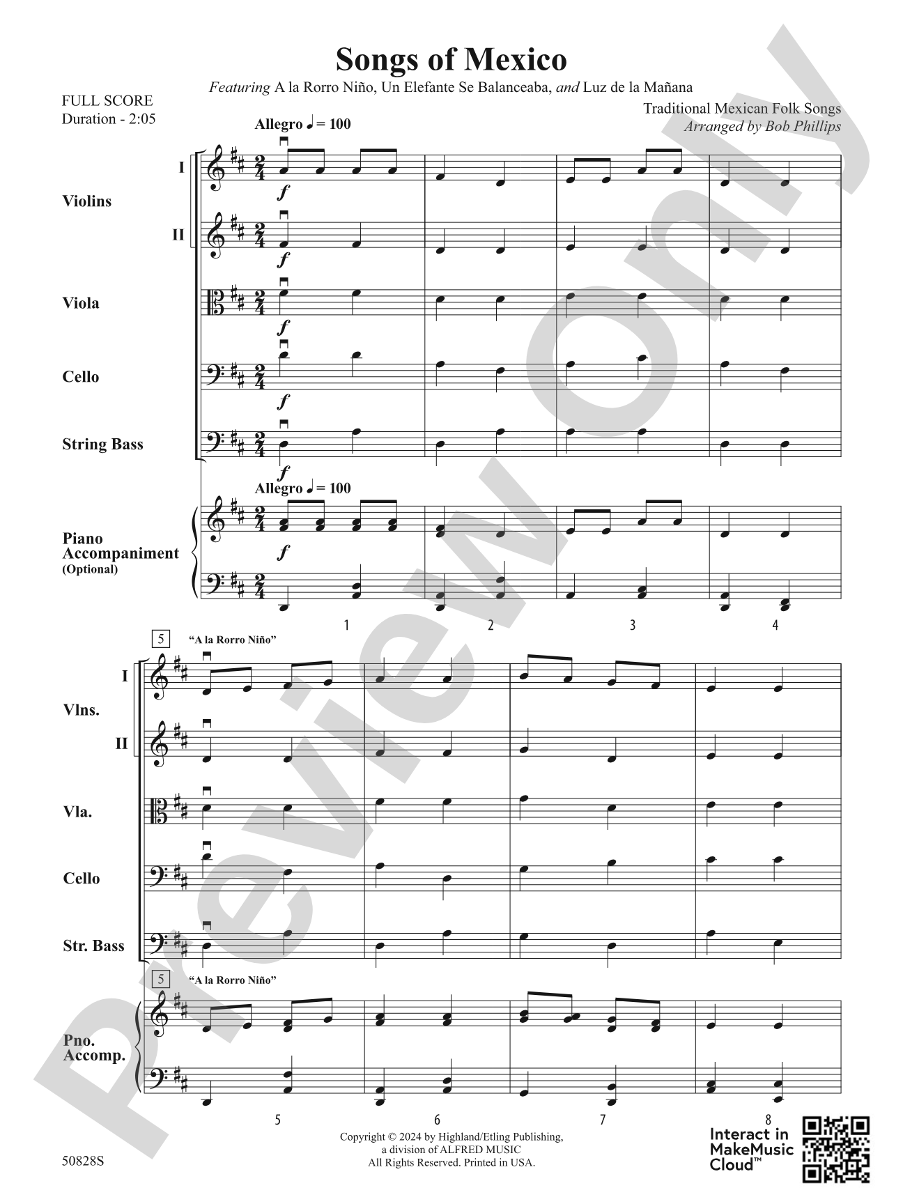 Songs of Mexico: String Orchestra Conductor Score & Parts