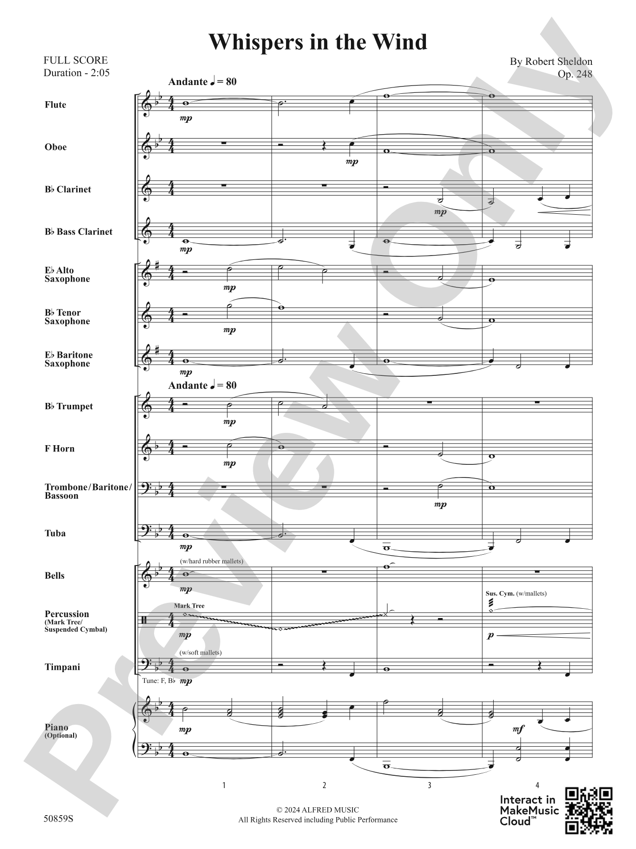 Whispers in the Wind: Concert Band Conductor Score & Parts