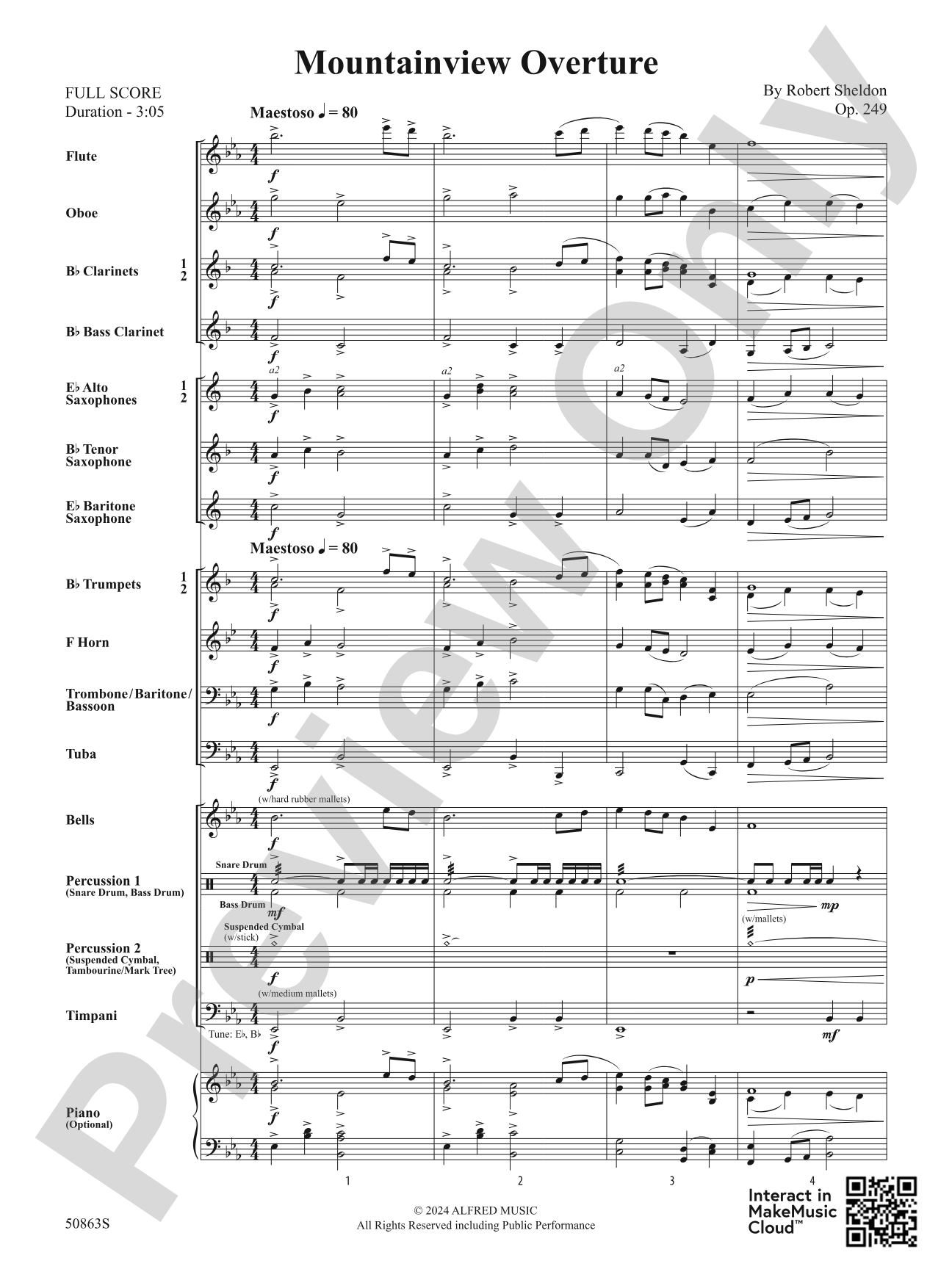 Mountainview Overture: Concert Band Conductor Score & Parts