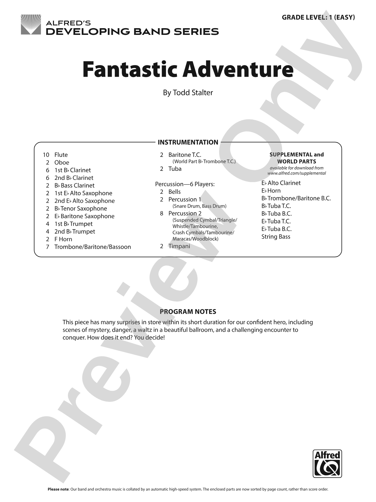 Fantastic Adventure: Concert Band Conductor Score & Parts
