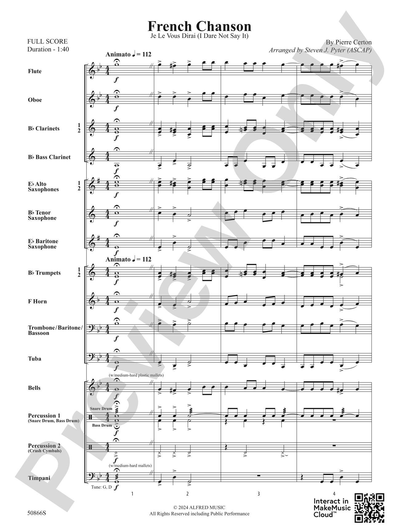 French Chanson: Concert Band Conductor Score & Parts