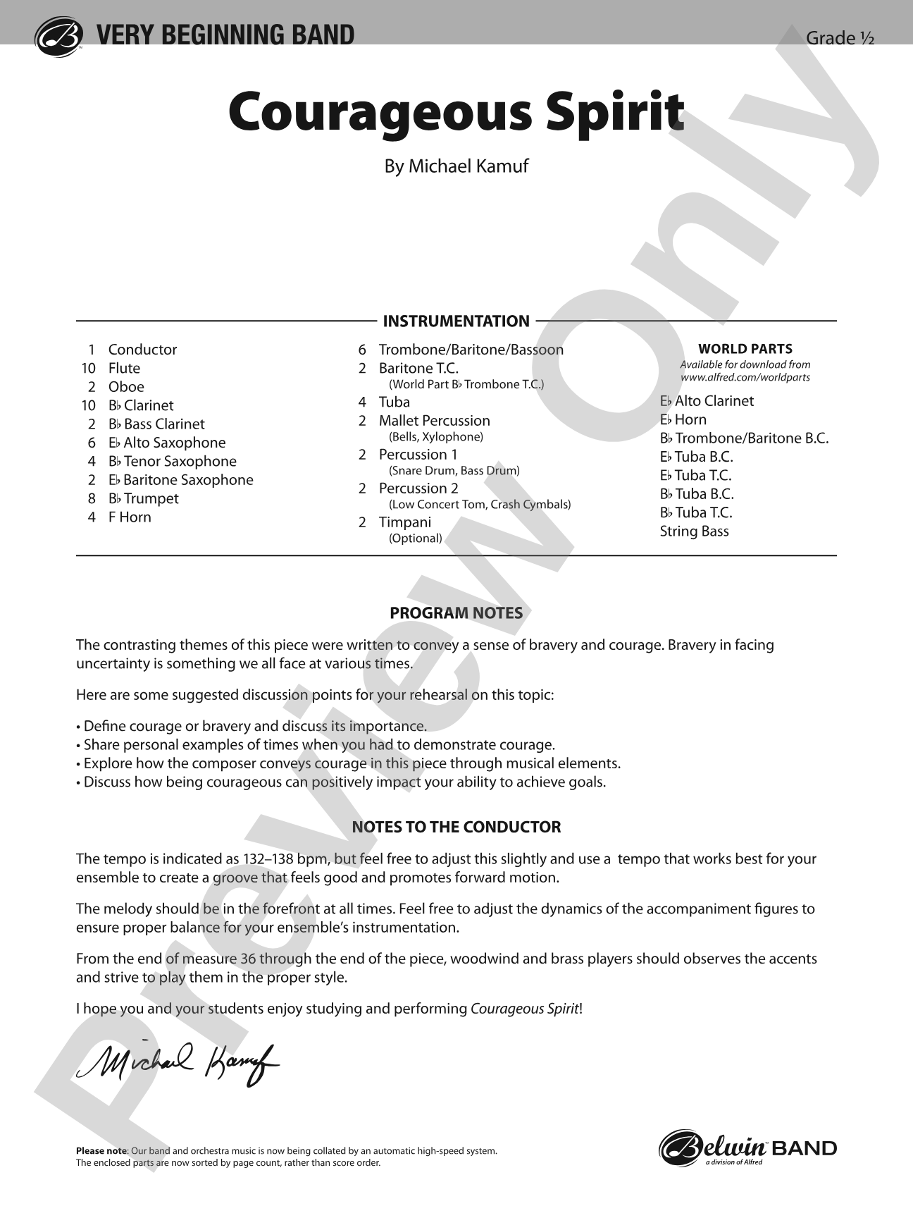 Courageous Spirit: Concert Band Conductor Score & Parts