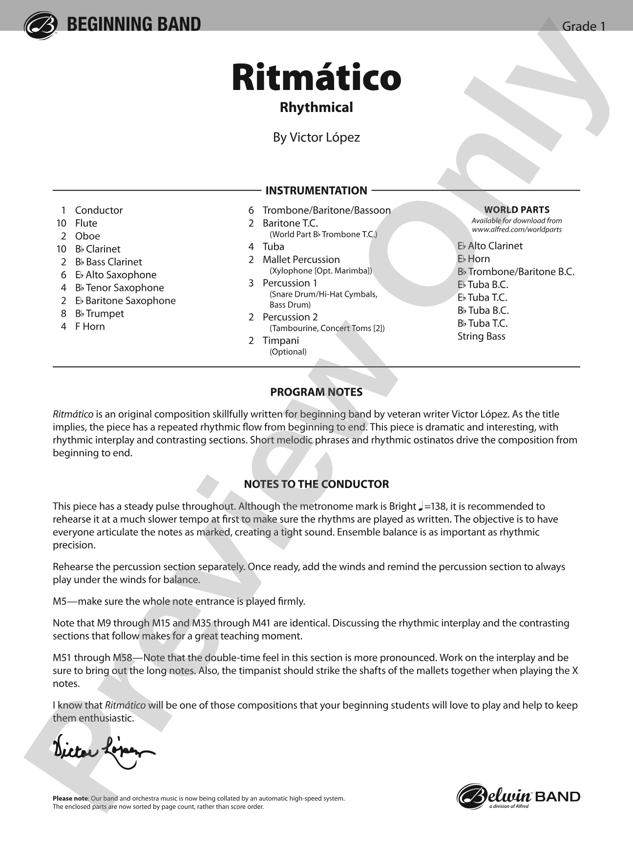 Ritmático: Concert Band Conductor Score & Parts