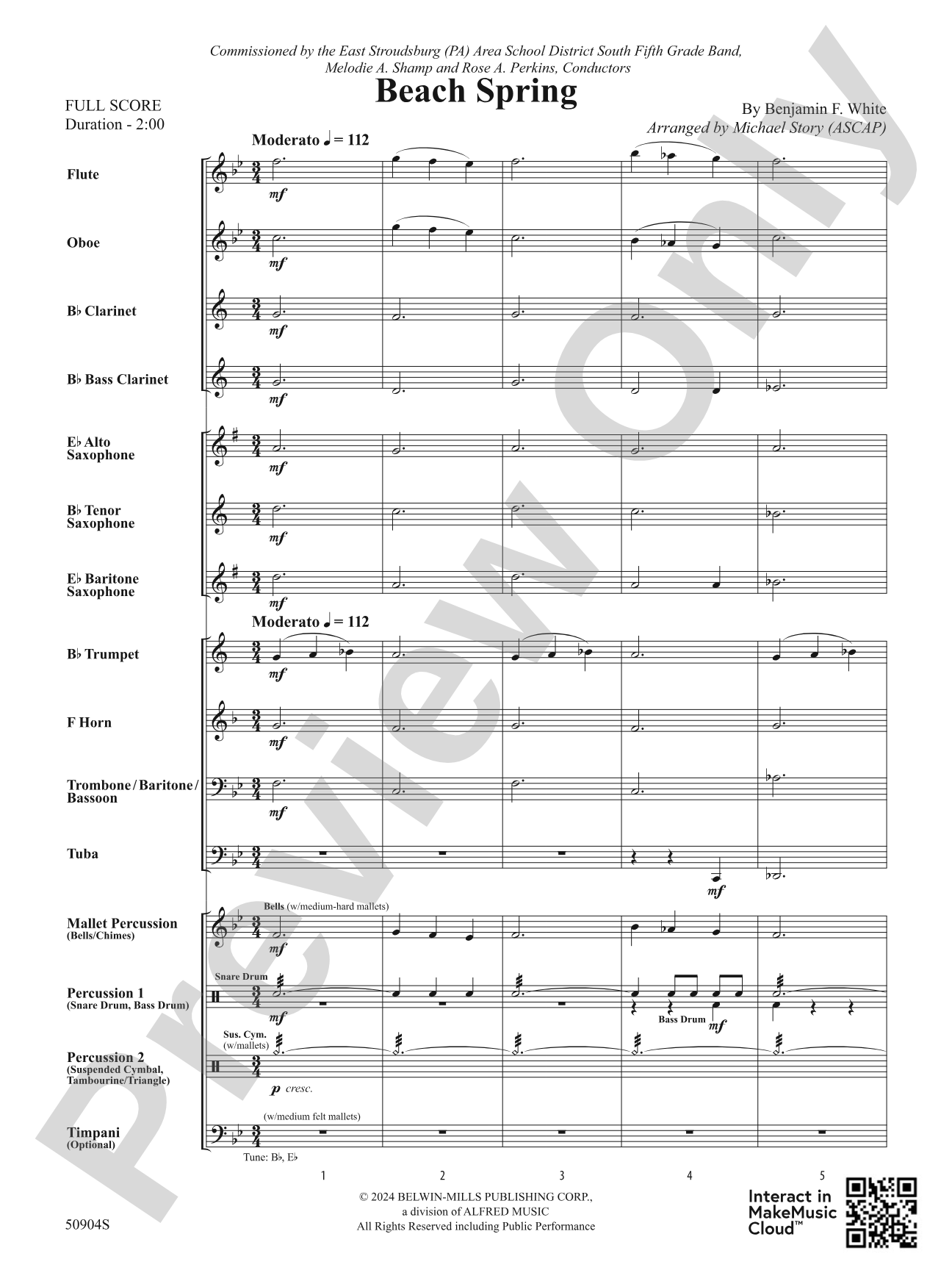 Beach Spring: Concert Band Conductor Score & Parts