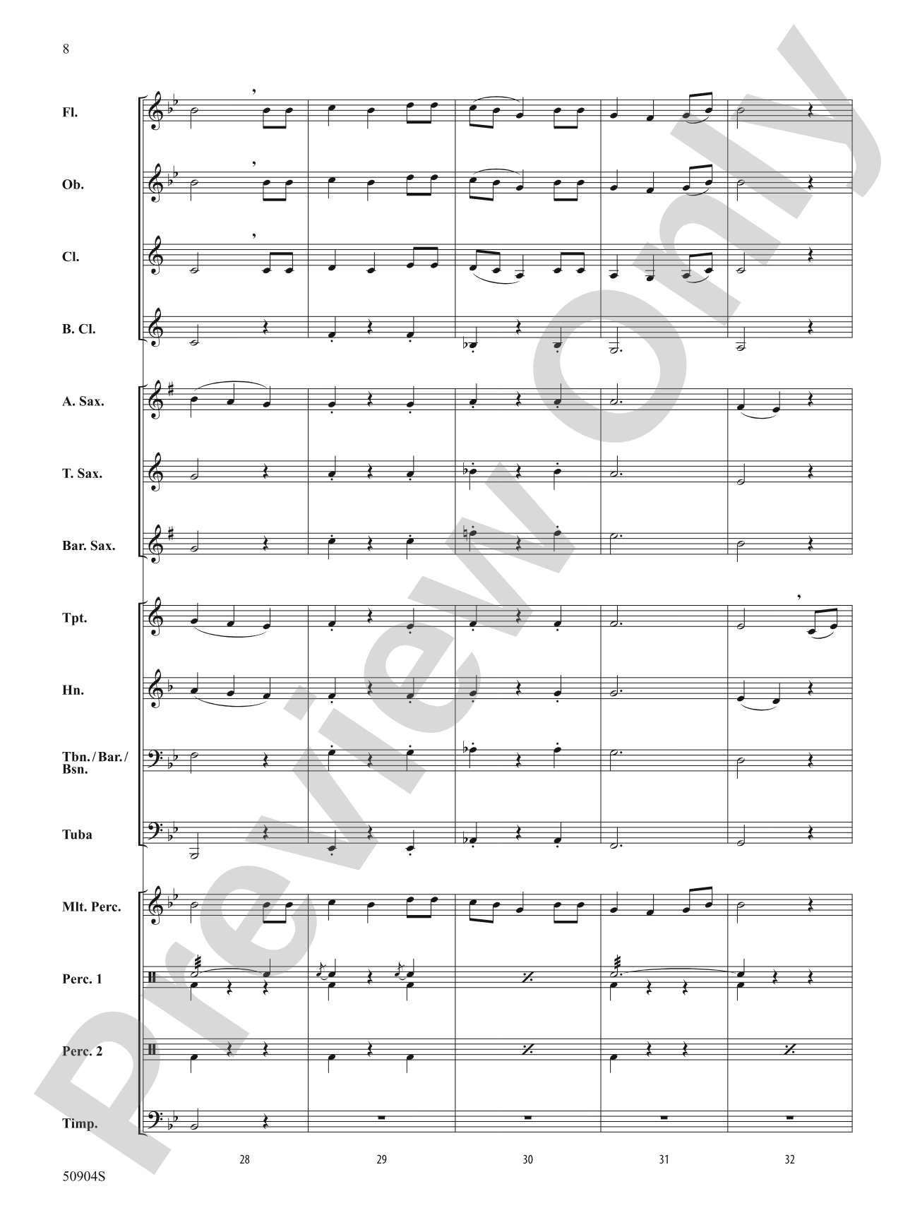 Beach Spring: Concert Band Conductor Score & Parts