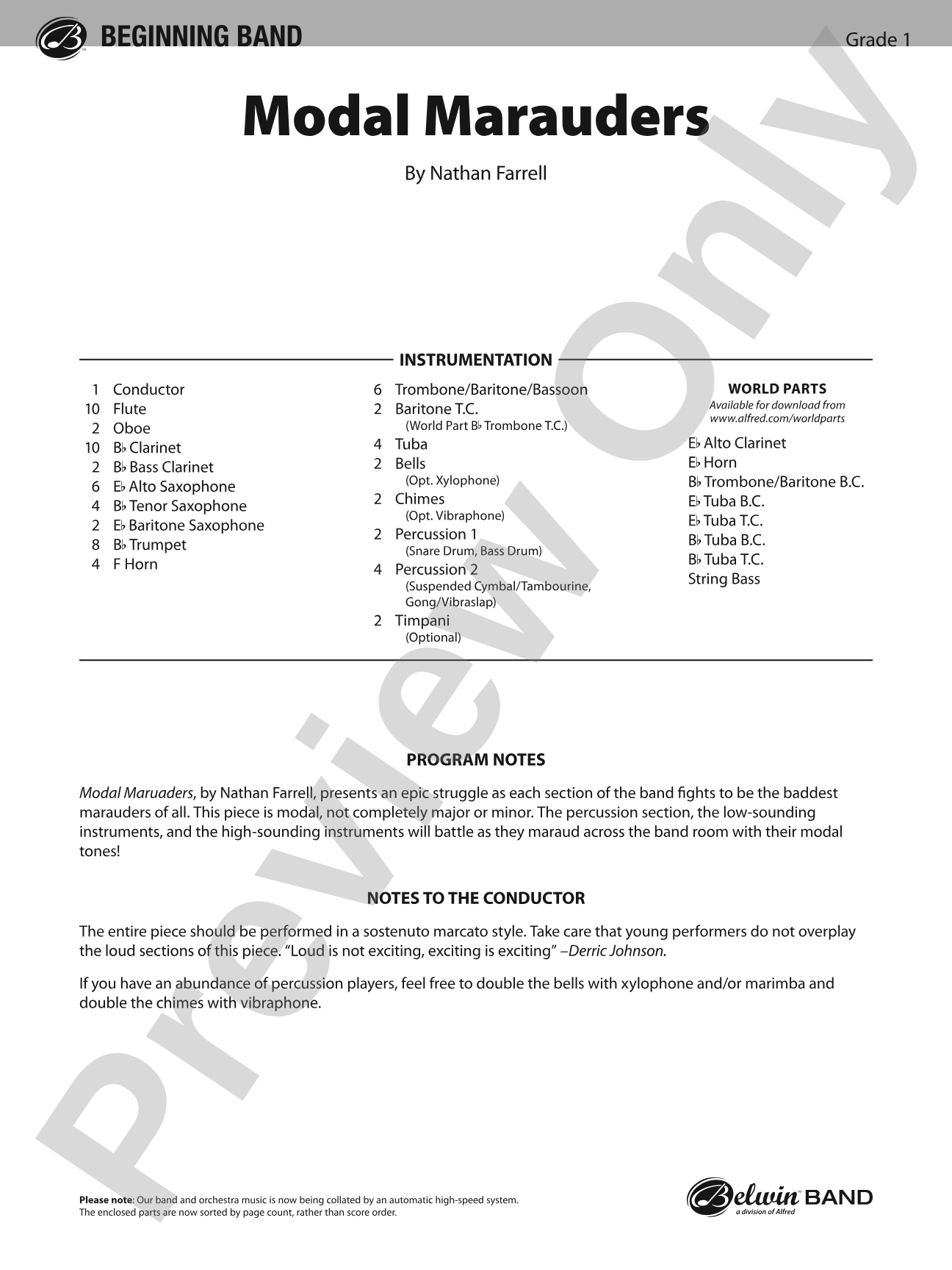 Modal Marauders: Concert Band Conductor Score & Parts