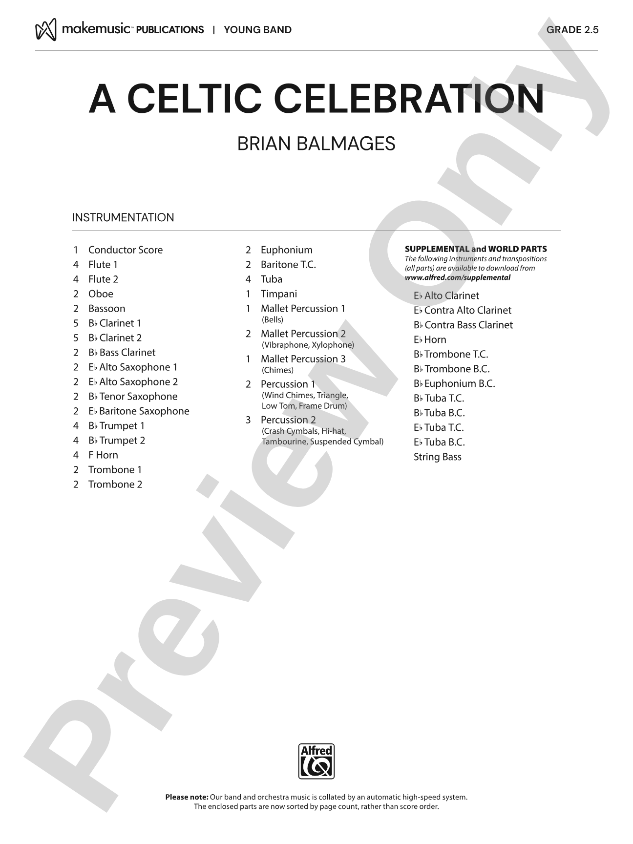 A Celtic Celebration: Concert Band Conductor Score & Parts