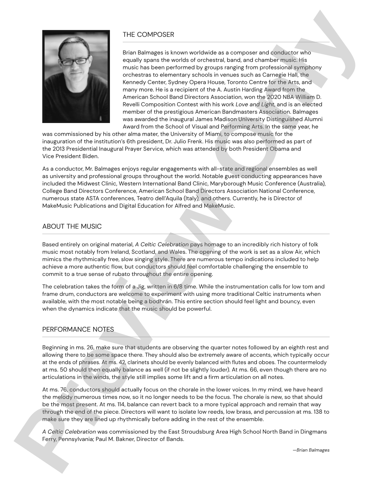 A Celtic Celebration: Concert Band Conductor Score & Parts