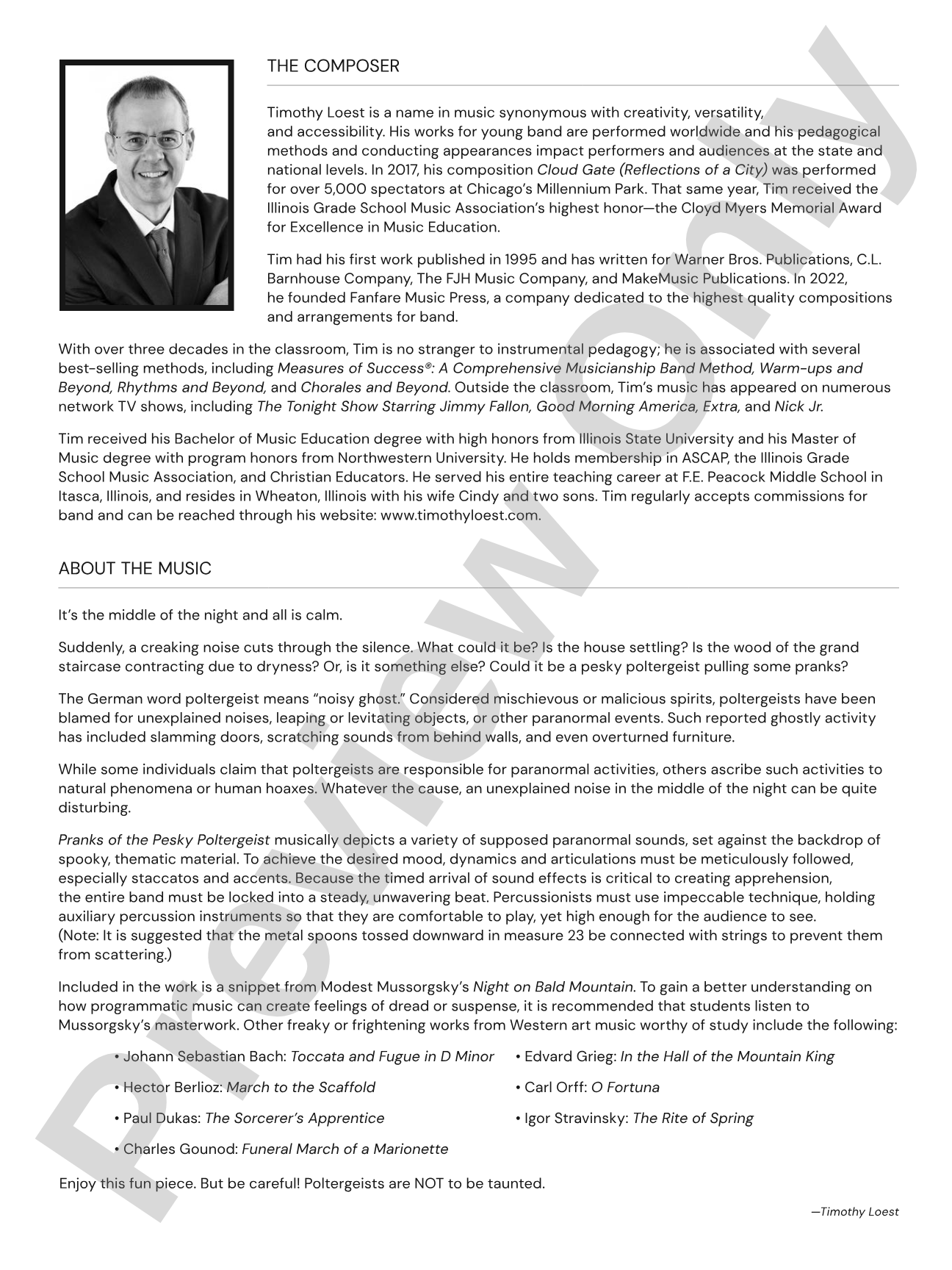 Pranks of the Pesky Poltergeist: Concert Band Conductor Score & Parts