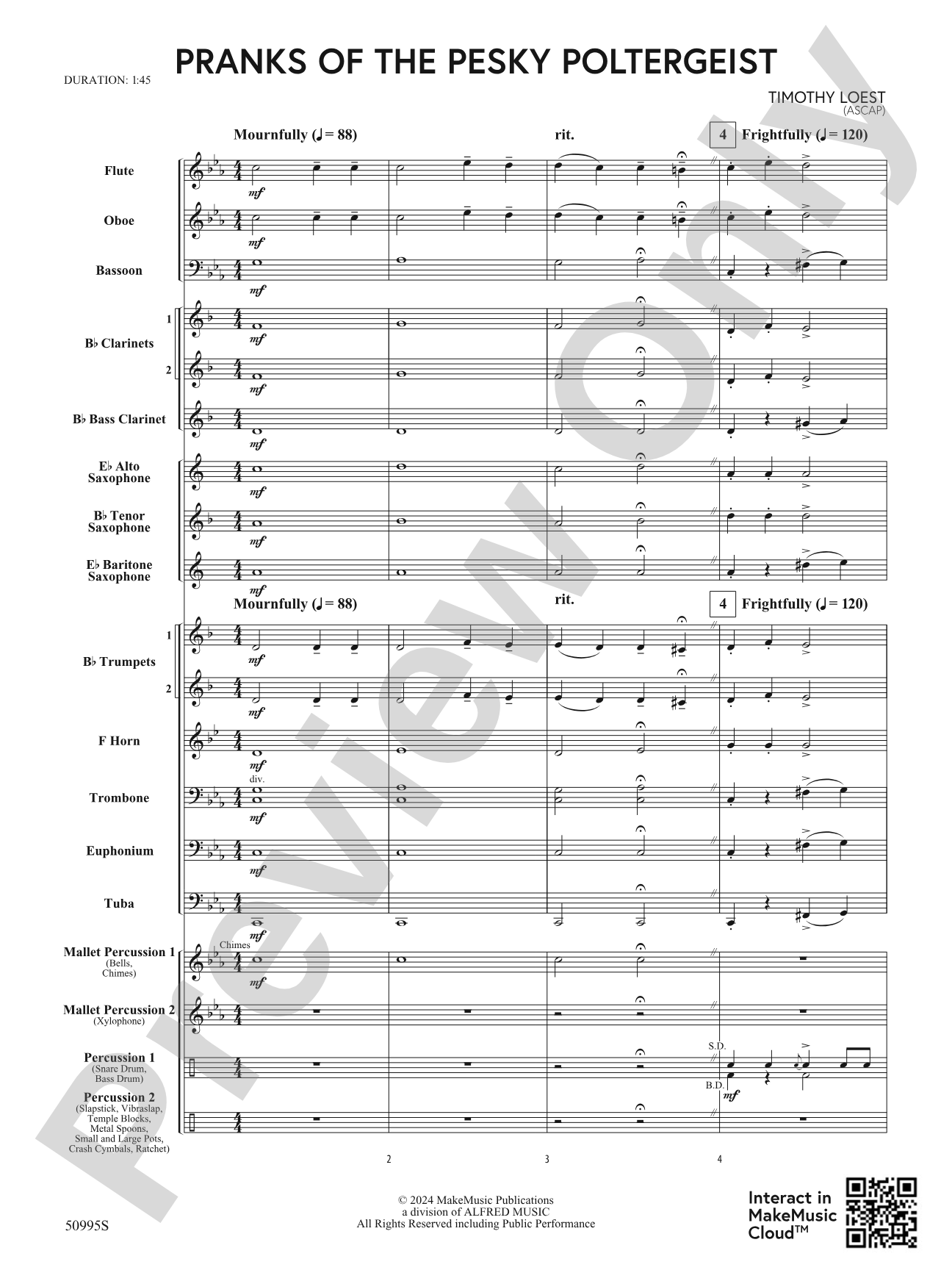 Pranks of the Pesky Poltergeist: Concert Band Conductor Score & Parts
