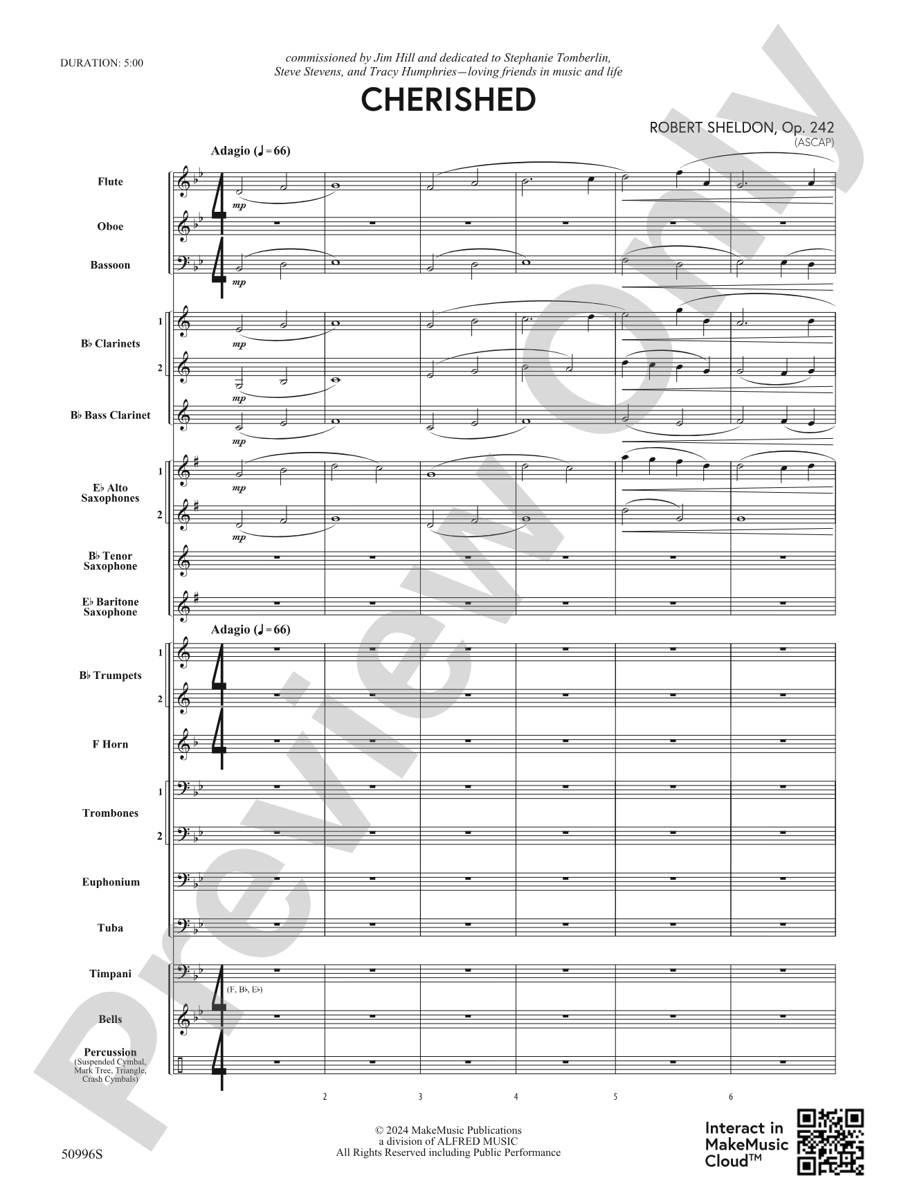 Cherished: Concert Band Conductor Score & Parts