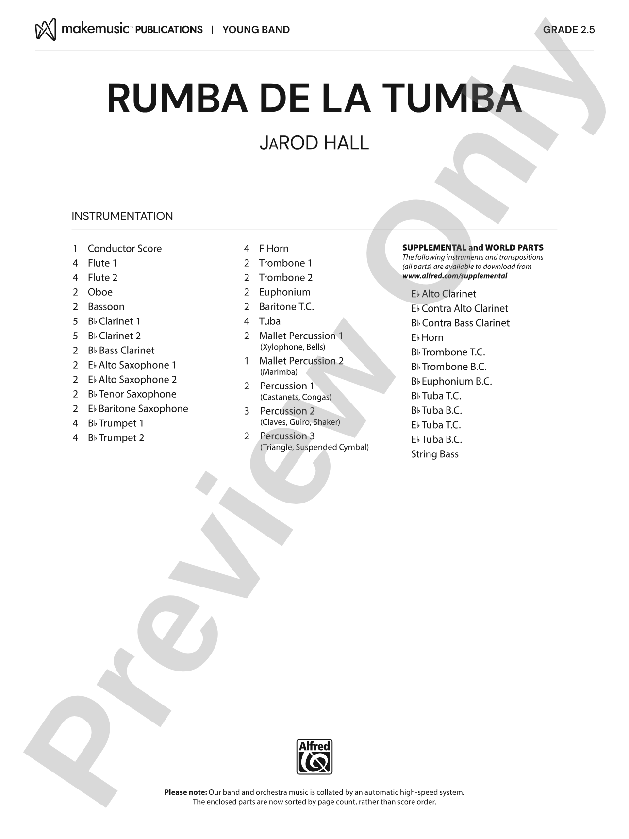 Rumba de la Tumba: Concert Band Conductor Score & Parts