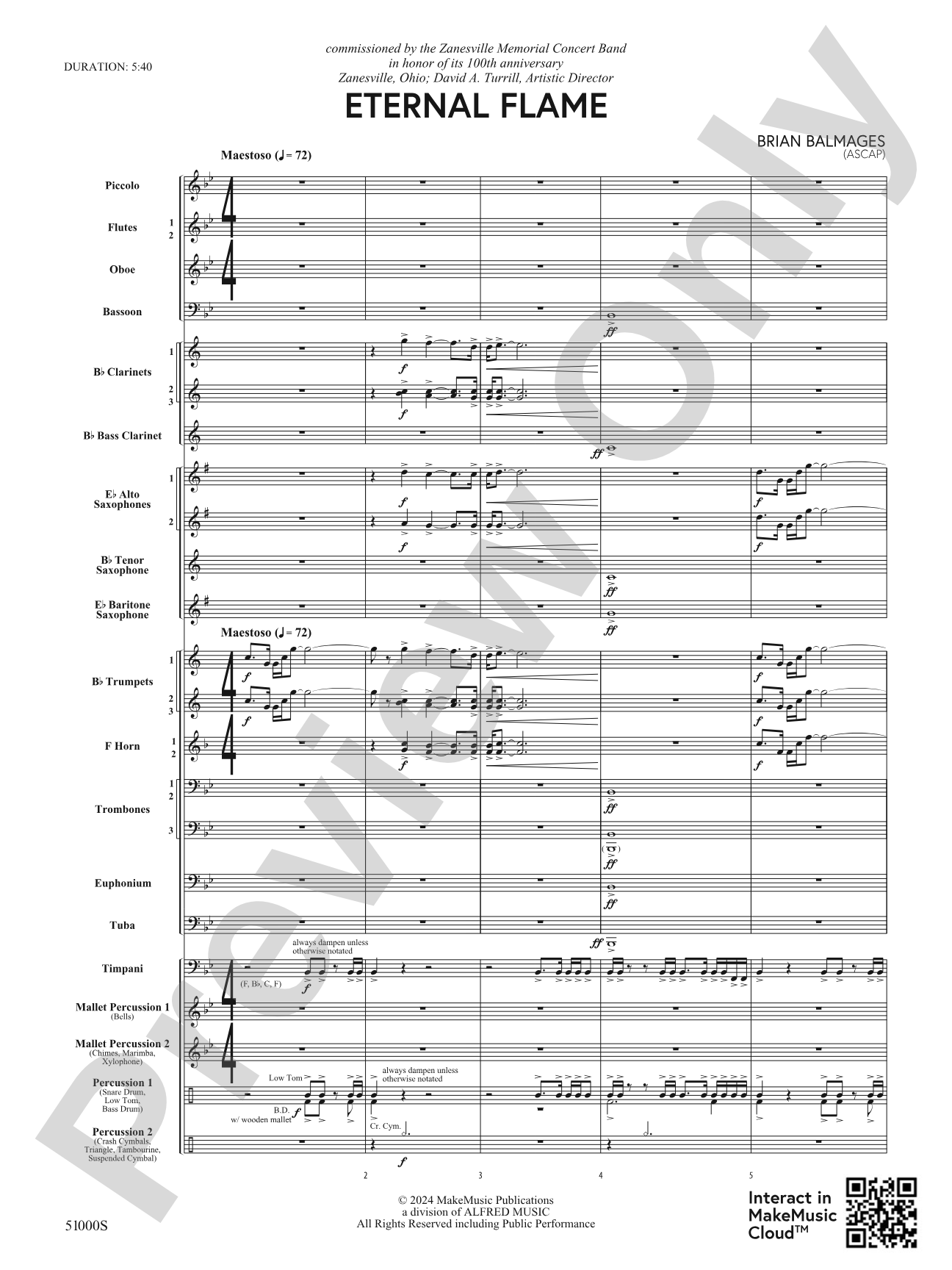 Eternal Flame: Concert Band Conductor Score & Parts