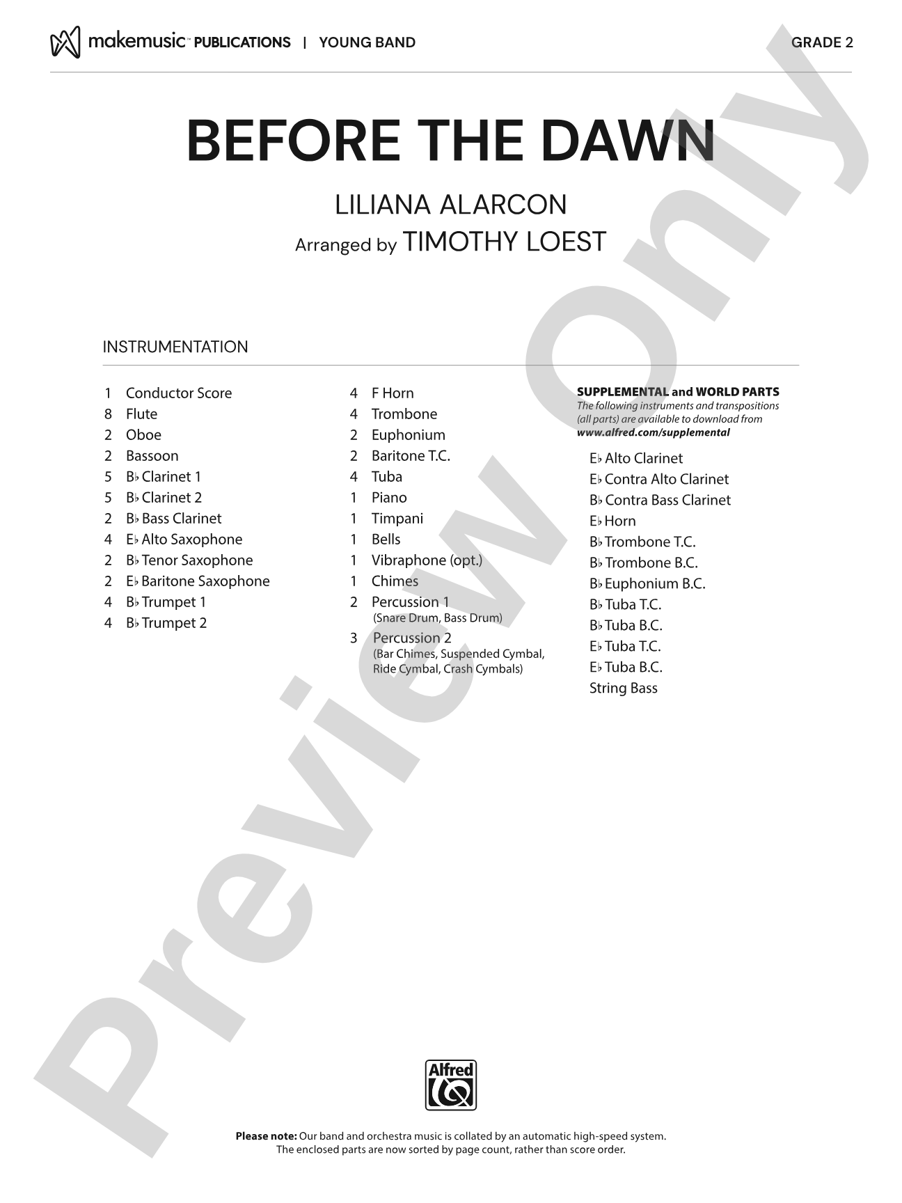 Before the Dawn: Concert Band Conductor Score & Parts