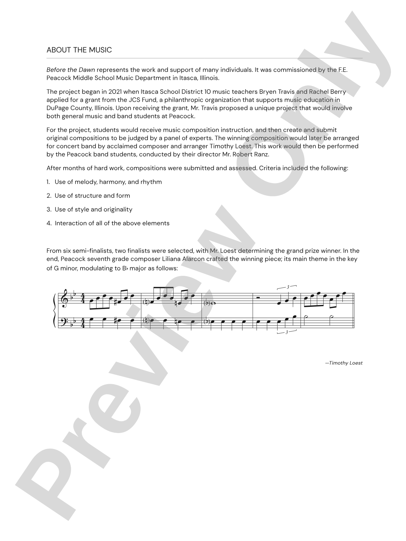 Before the Dawn: Concert Band Conductor Score & Parts