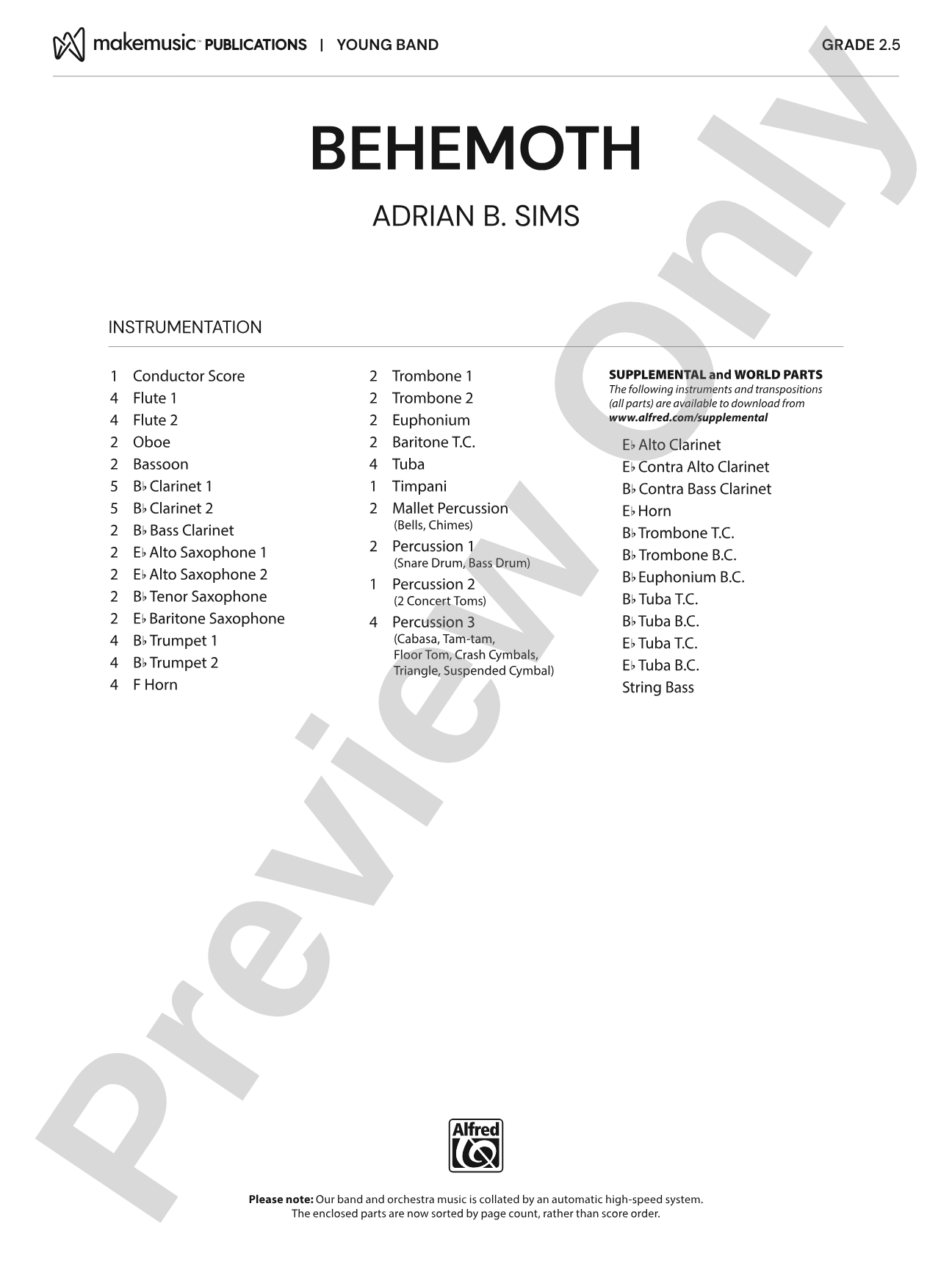 Behemoth: Concert Band Conductor Score & Parts