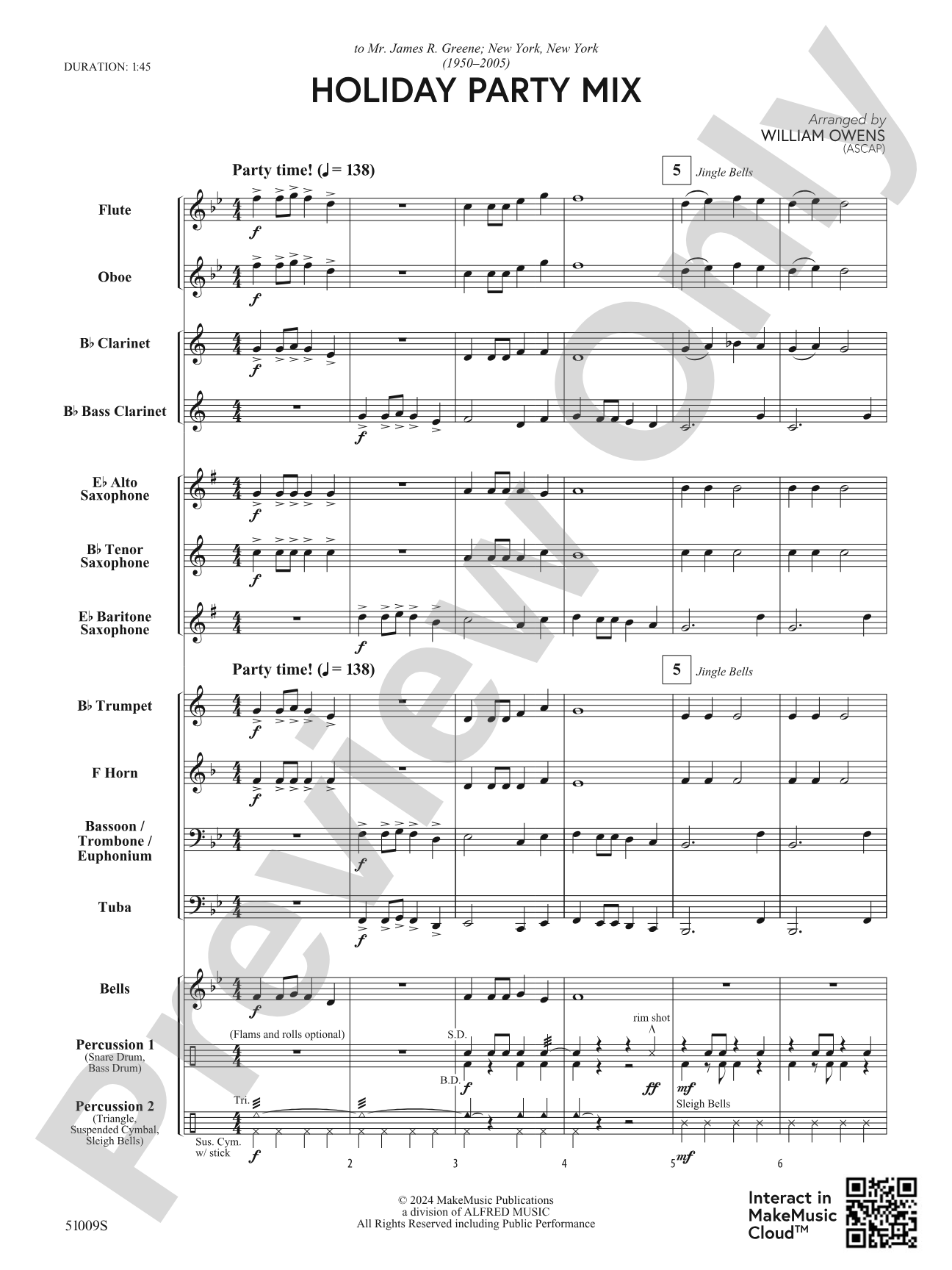 Holiday Party Mix: Concert Band Conductor Score & Parts