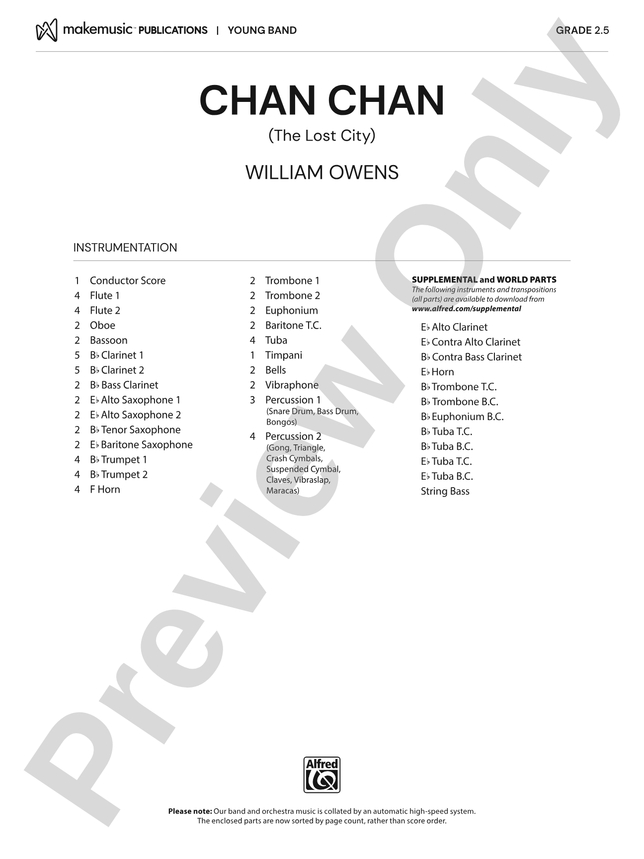 Chan Chan: Concert Band Conductor Score & Parts