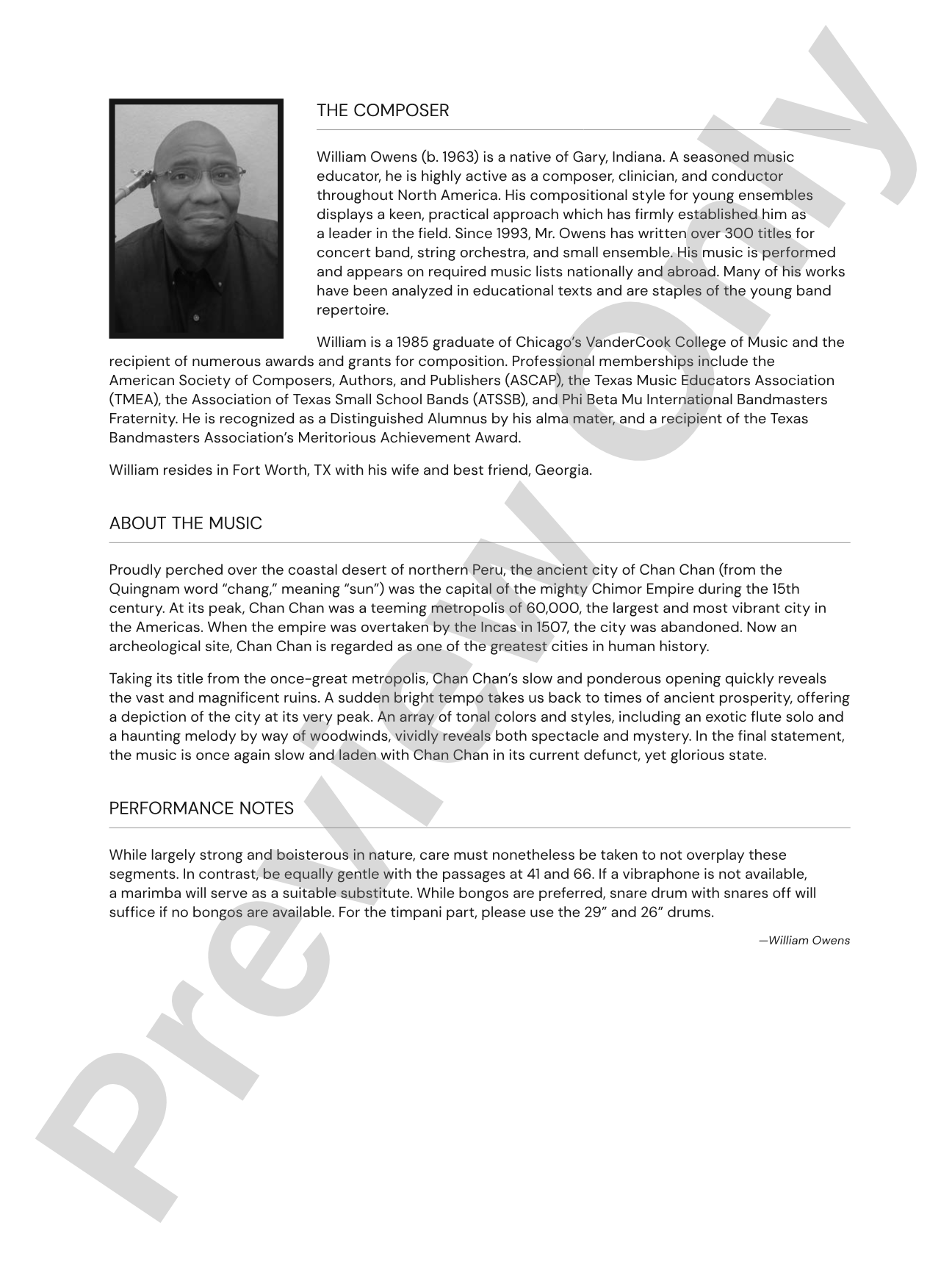 Chan Chan: Concert Band Conductor Score & Parts