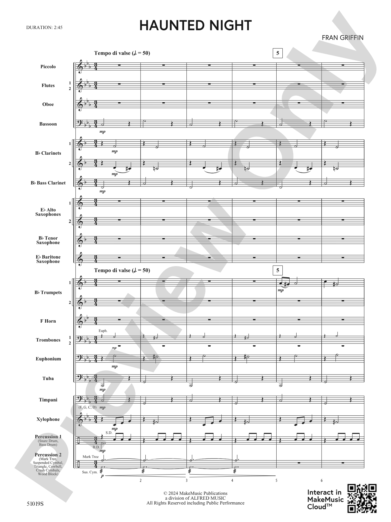 Haunted Night: Concert Band Conductor Score & Parts
