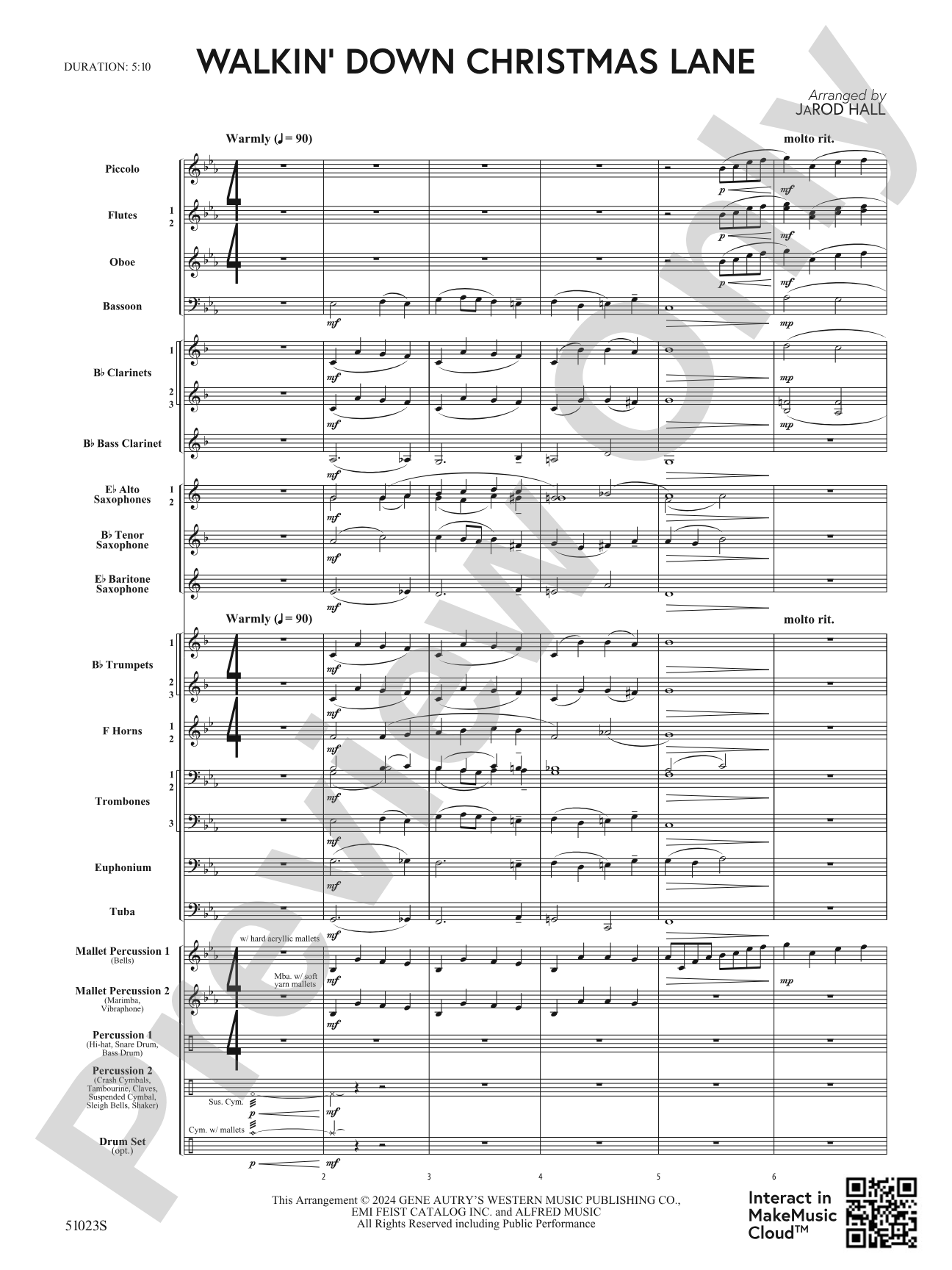 Walkin' Down Christmas Lane: Concert Band Conductor Score & Parts