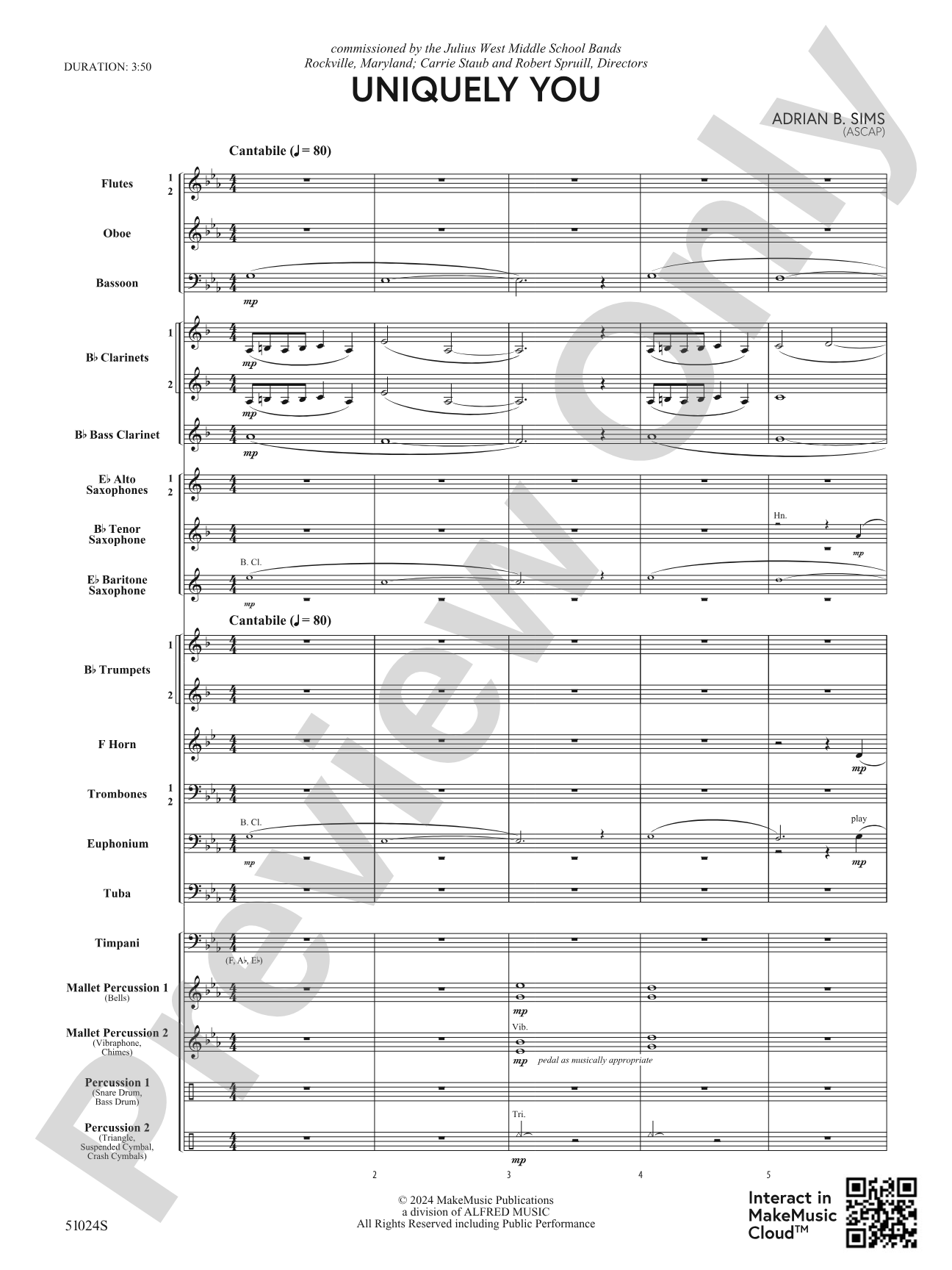 Uniquely You: Concert Band Conductor Score & Parts