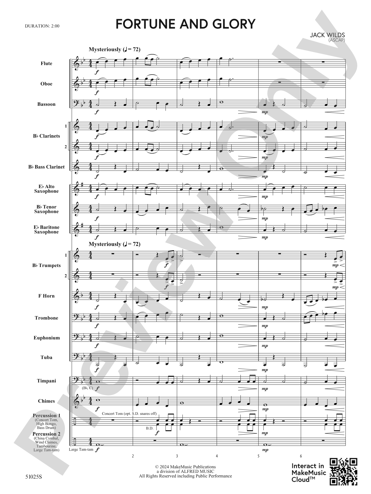 Fortune and Glory: Concert Band Conductor Score & Parts