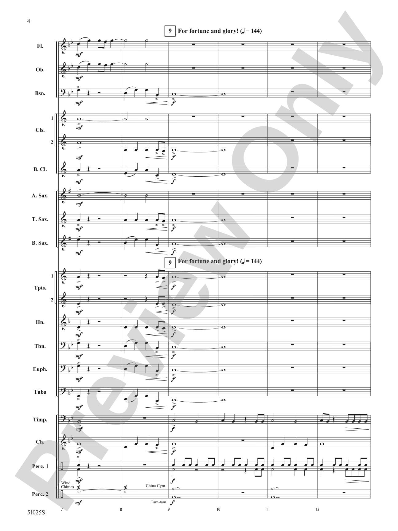 Fortune and Glory: Concert Band Conductor Score & Parts
