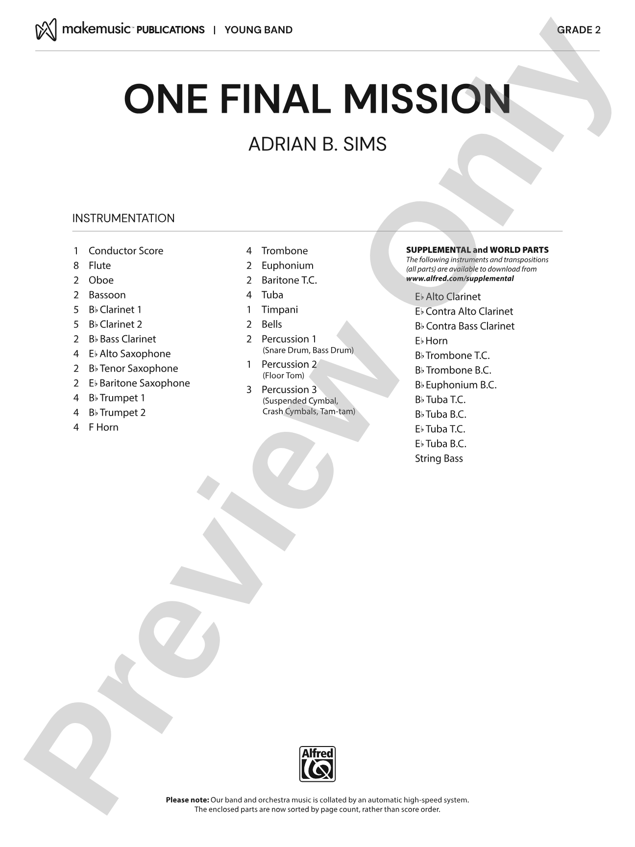 One Final Mission: Concert Band Conductor Score & Parts