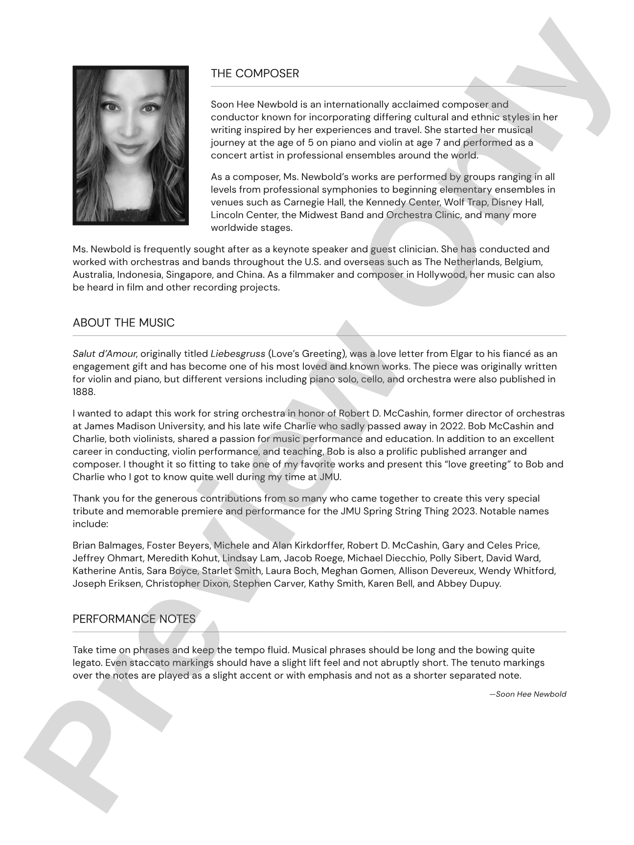 Salut d'Amour: Score