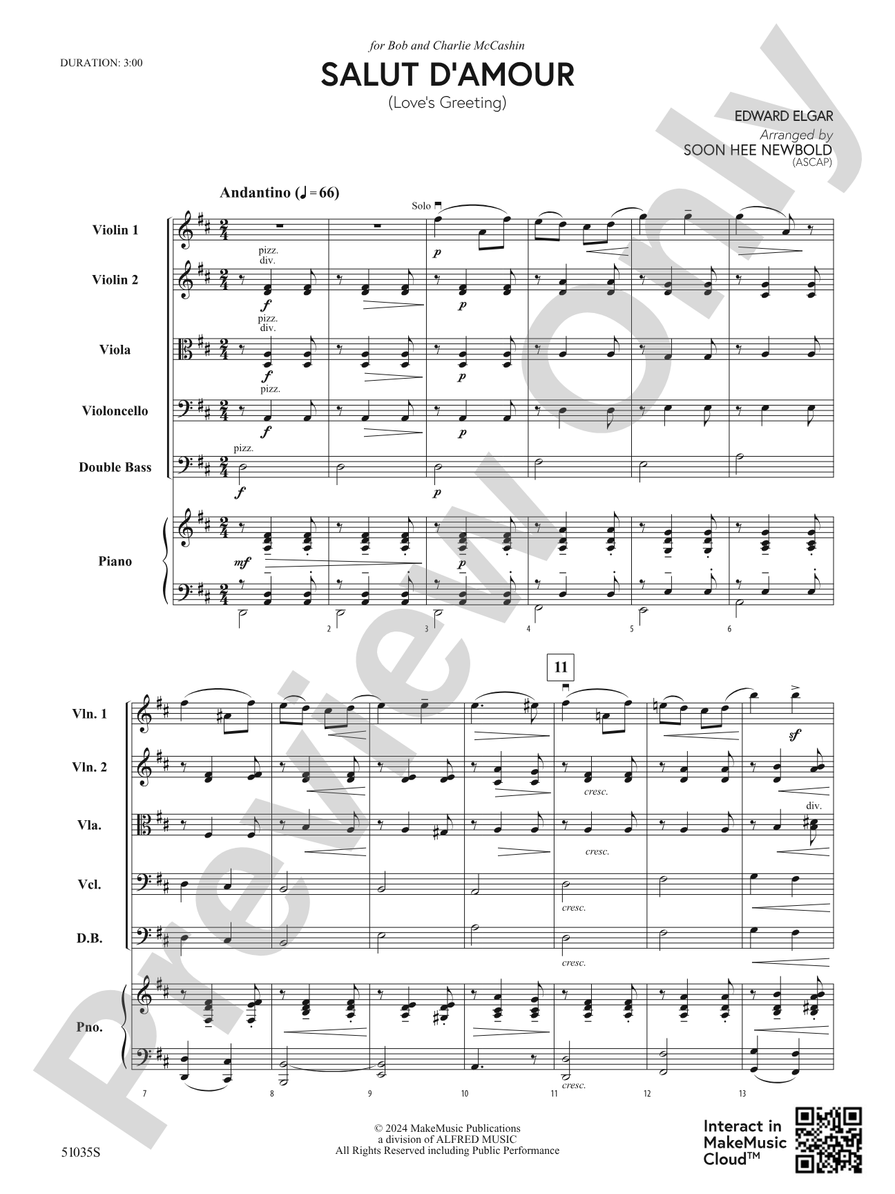 Salut d'Amour: Score